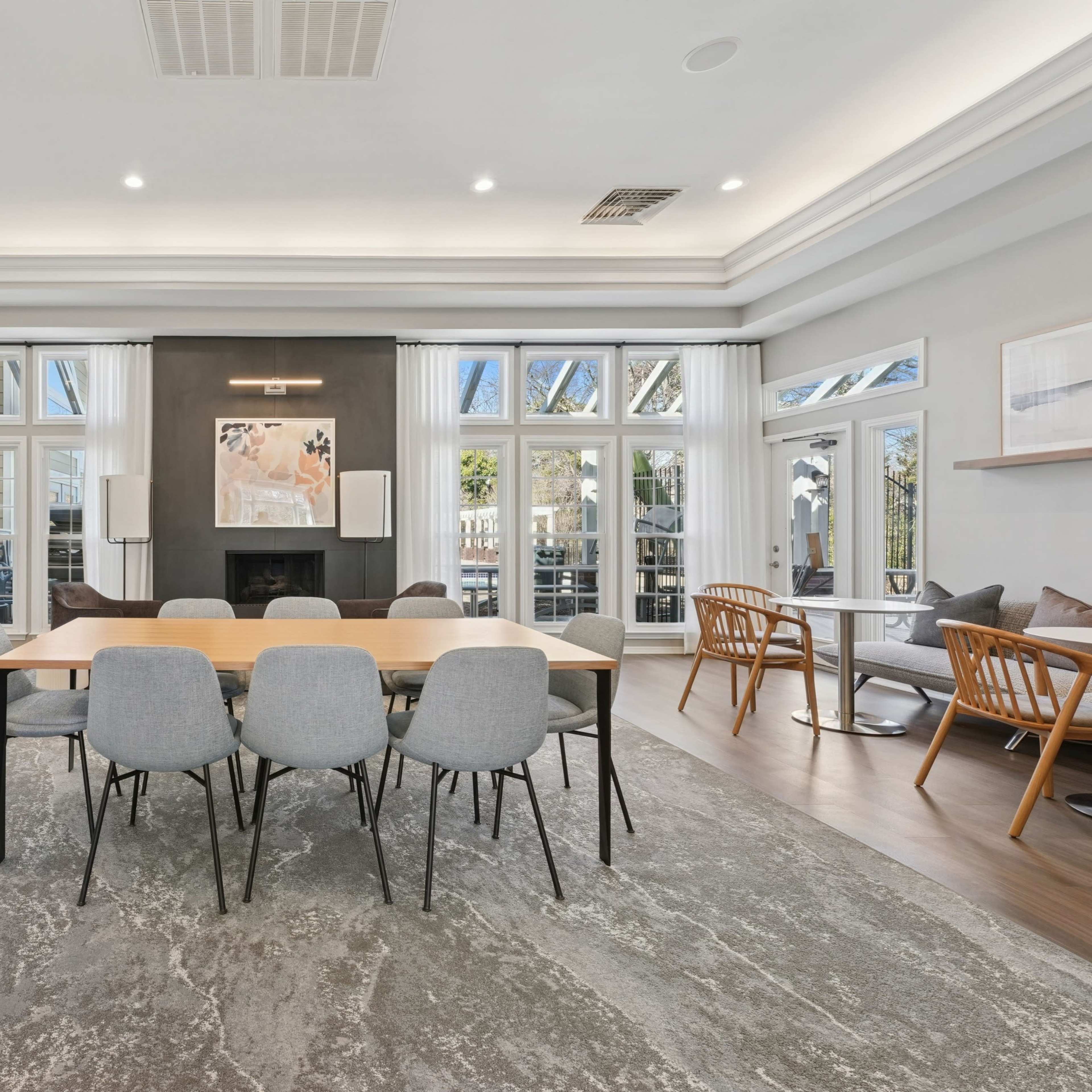 Bright, Spacious Clubroom with Fireplace & Plush Seating Image in Chantilly, Fairfax, VA
