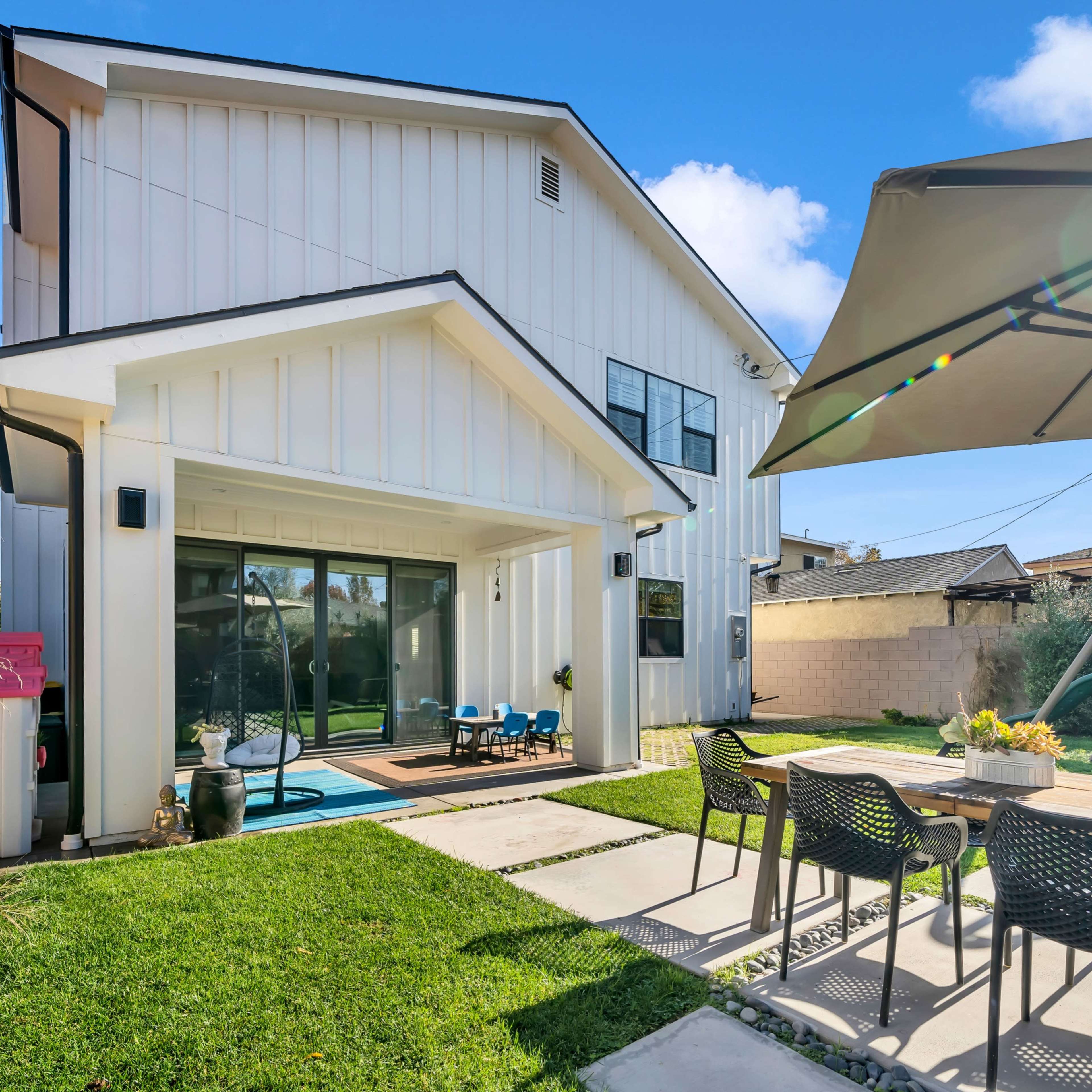 Various interior and exterior designs of modern homes, featuring a combination of living spaces, kitchens, and outdoor areas.