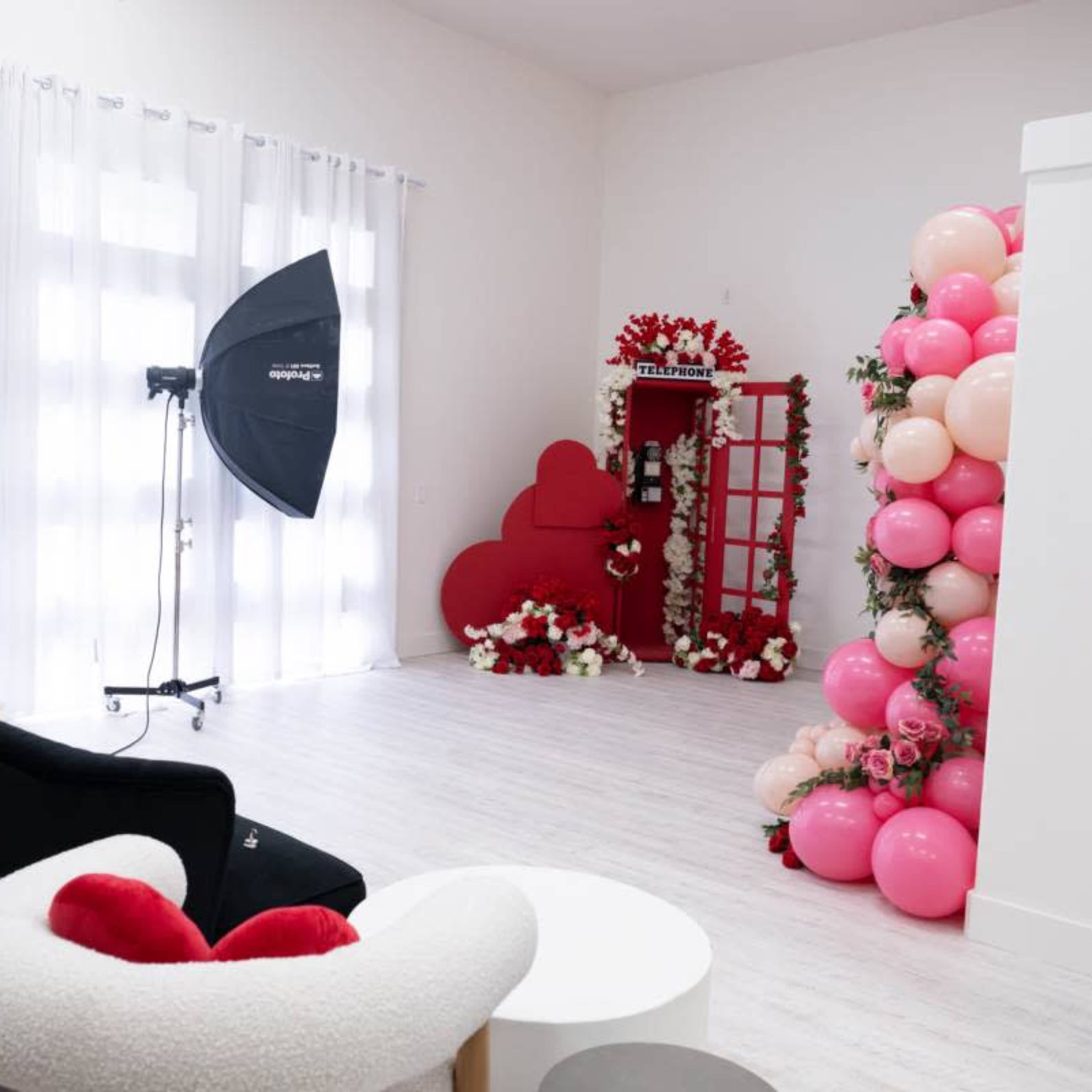 Midciites open "white" studio with 14 foot ceilings, natural light and studio light with LOTS of props, backdrops and even maternity gowns available to use. Image in Mansfield, Mansfield, TX