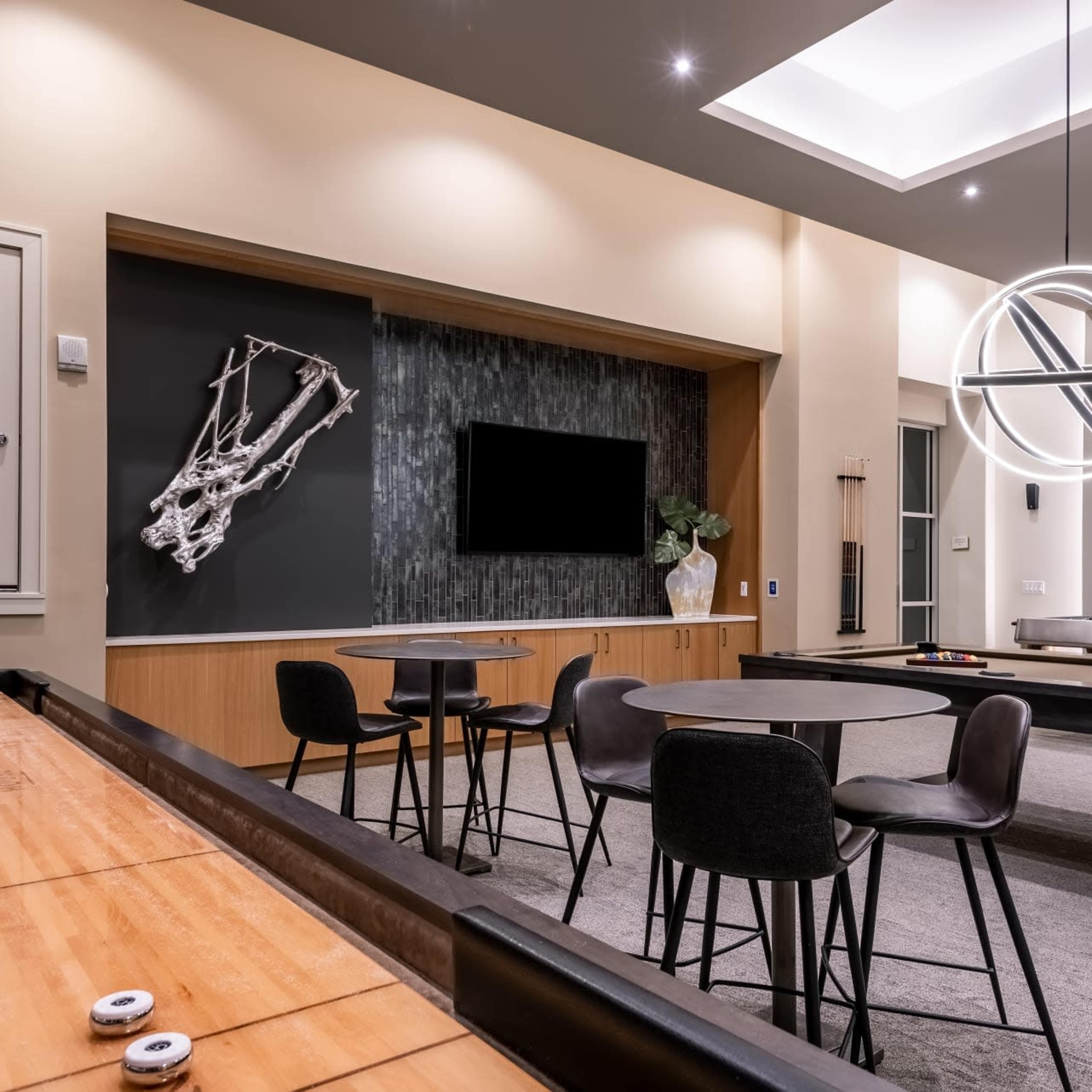 Open Game Room with Shuffleboard, Foosball Table, and Pool Table perfect for your next event Image in Lowry, Denver, CO