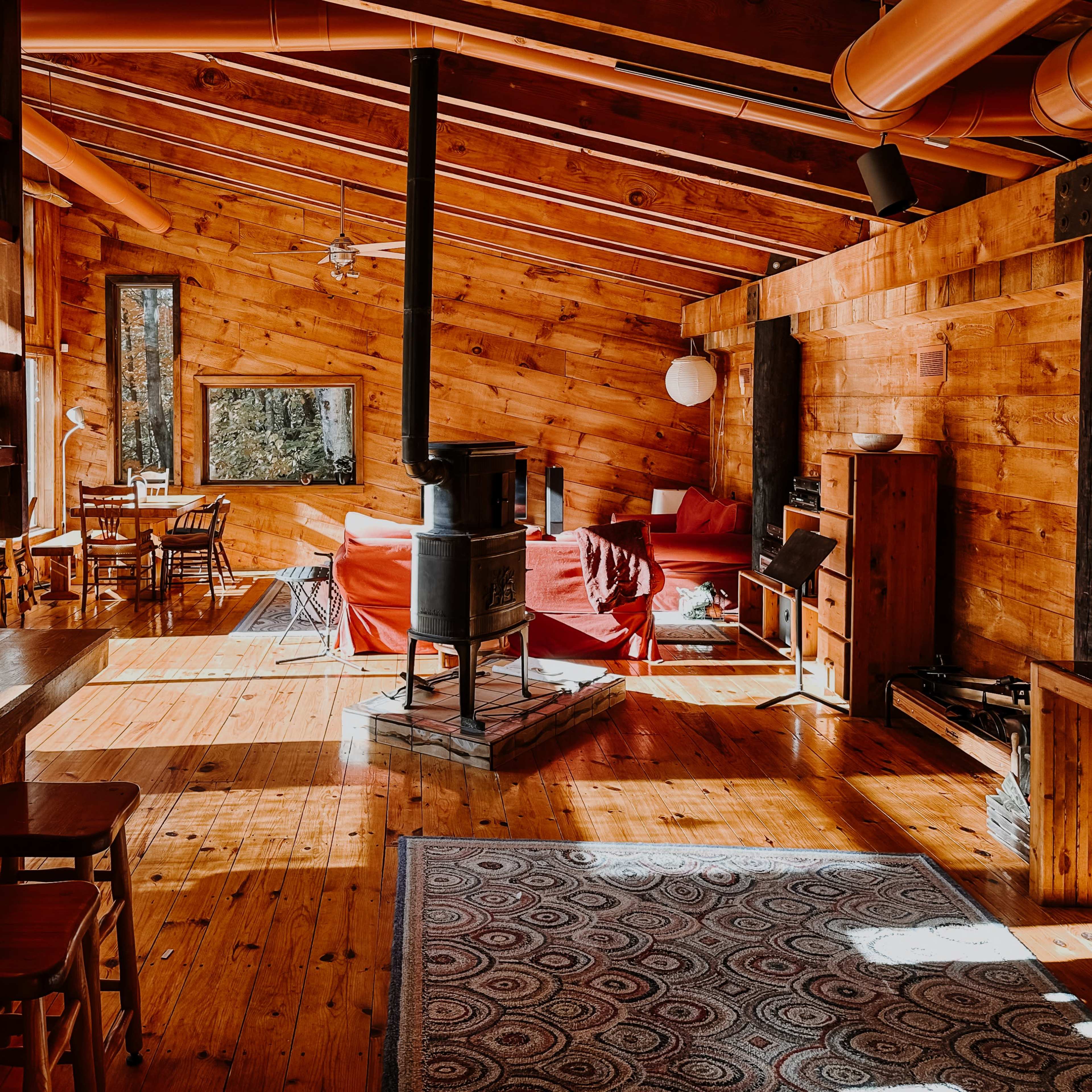 1978 architect-designed post + beam in the mountains of western Maine. Image in Bethel, Bethel, ME