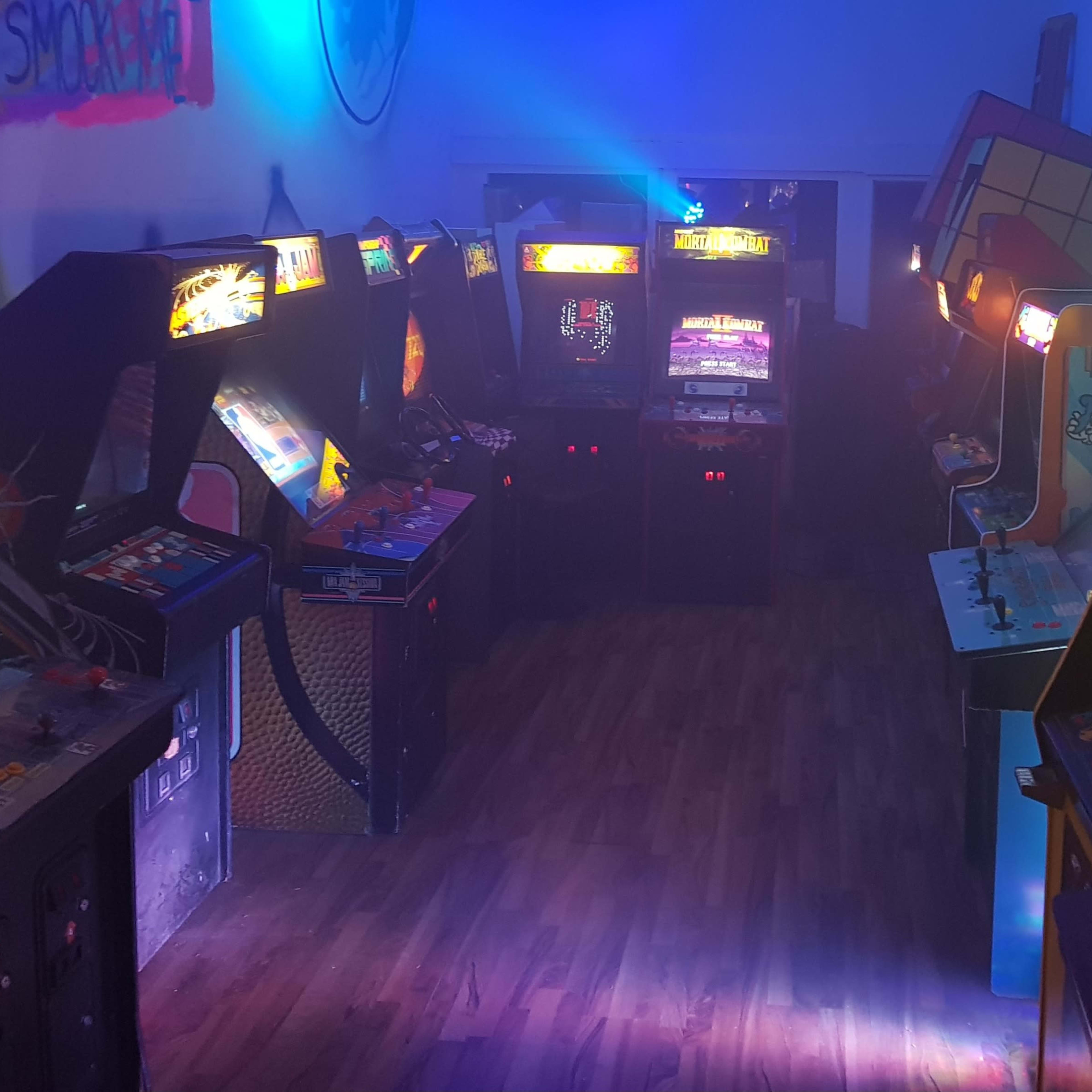 DTLA Skyline Rooftop Garden Lounge + Vintage Arcade Image in Central LA, Los Angeles, CA
