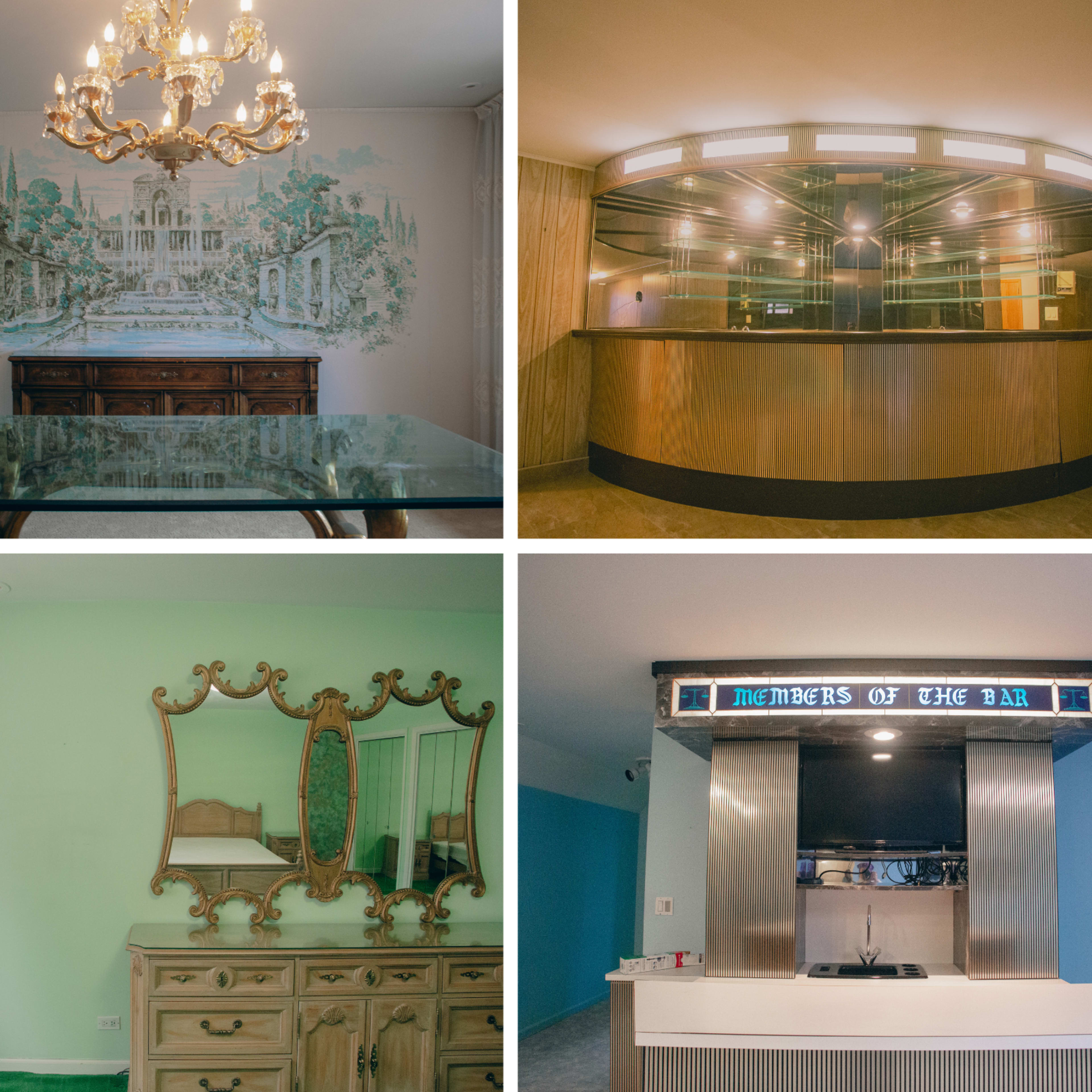 Unfurnished Retro Home with Mirror Bar and Patterned Wallpaper Image in Dongan Hills, Richmond County, NY