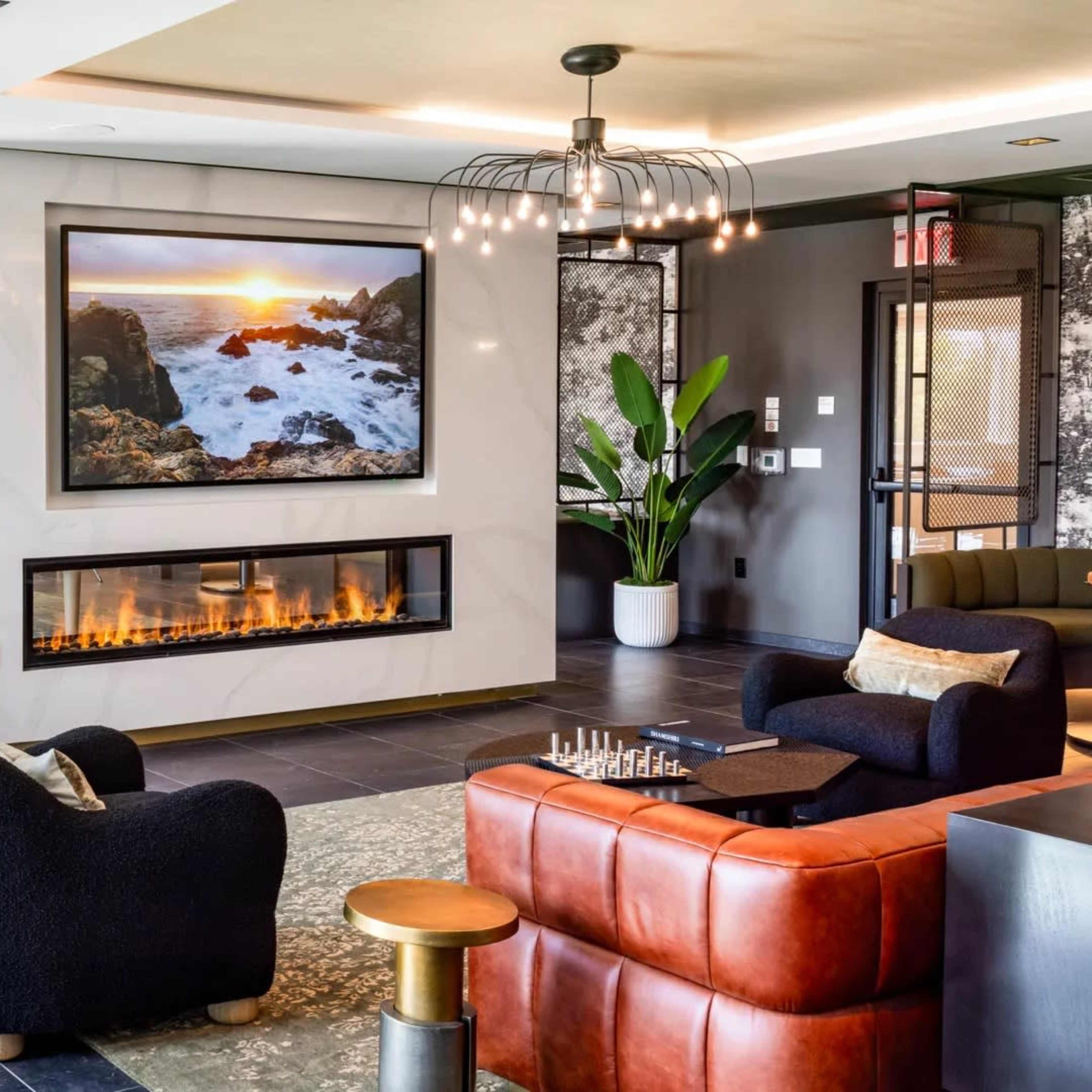 Clubhouse with Pool Table and TVs in a Luxury Midrise! Image in Santa Clara, Santa Clara, CA