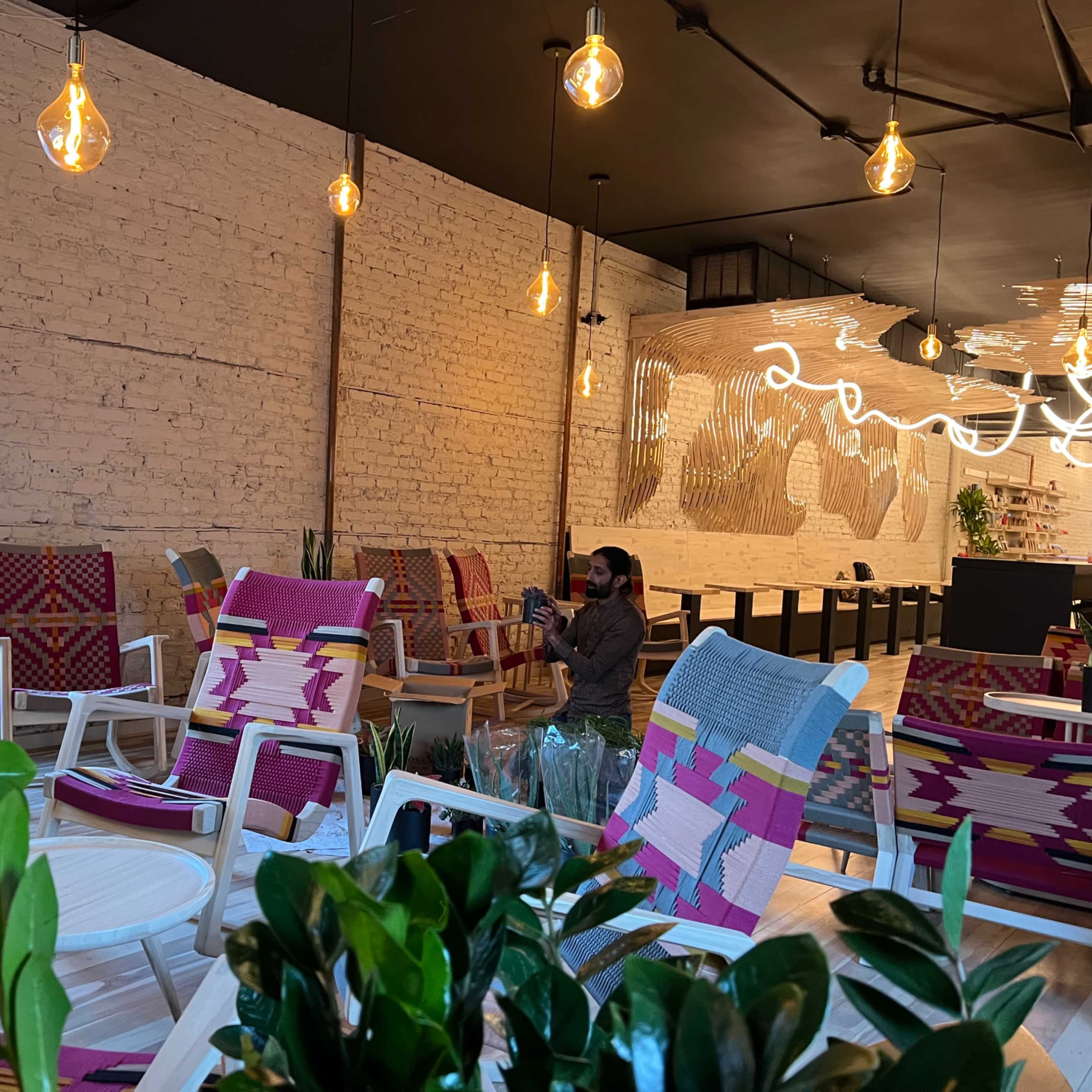 Wicker Park Cafe with Golden Interior Image in West Town, Chicago, IL