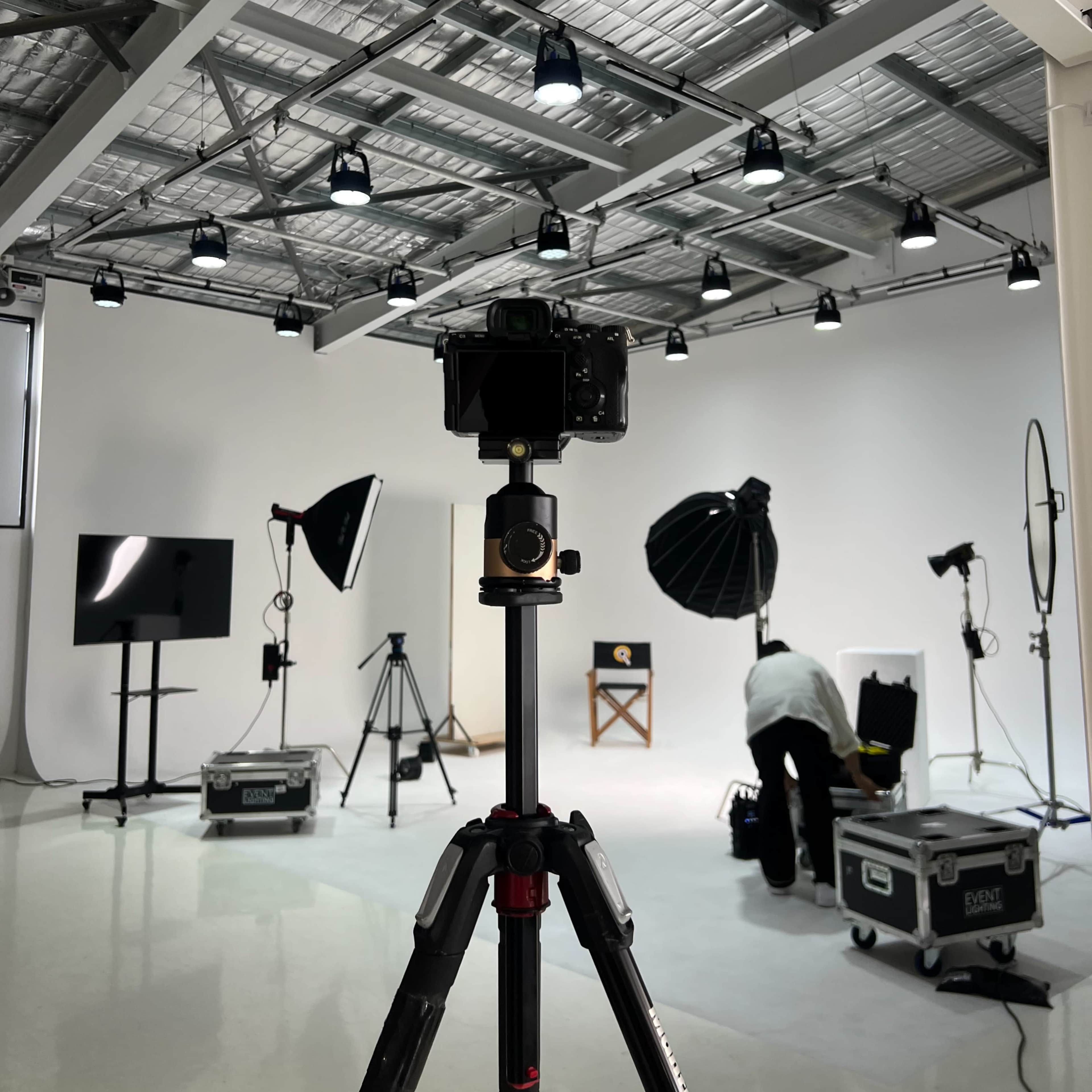 Western Sydney Cyclorama Wall Content Studio with RGB Lighting Grid and Projector Image in North Rocks, Sydney, NSW