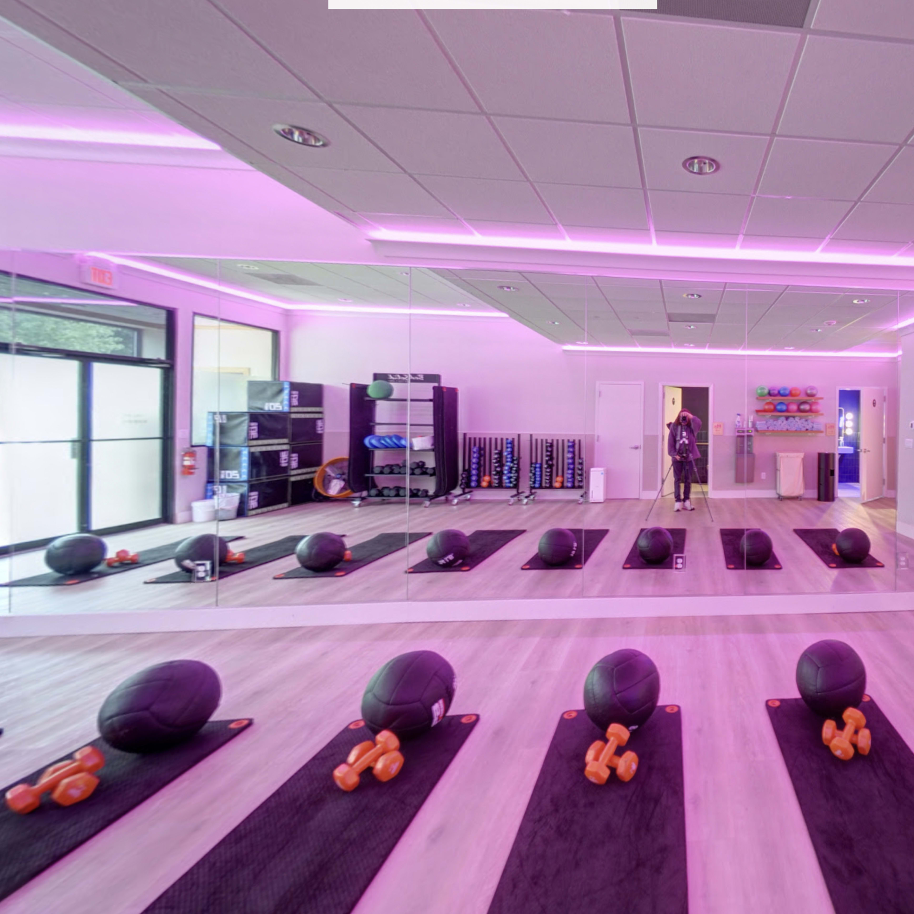 Open Luxe Fitness/Dance Studio with Neon Lighting Image in Summit, Summit, NJ