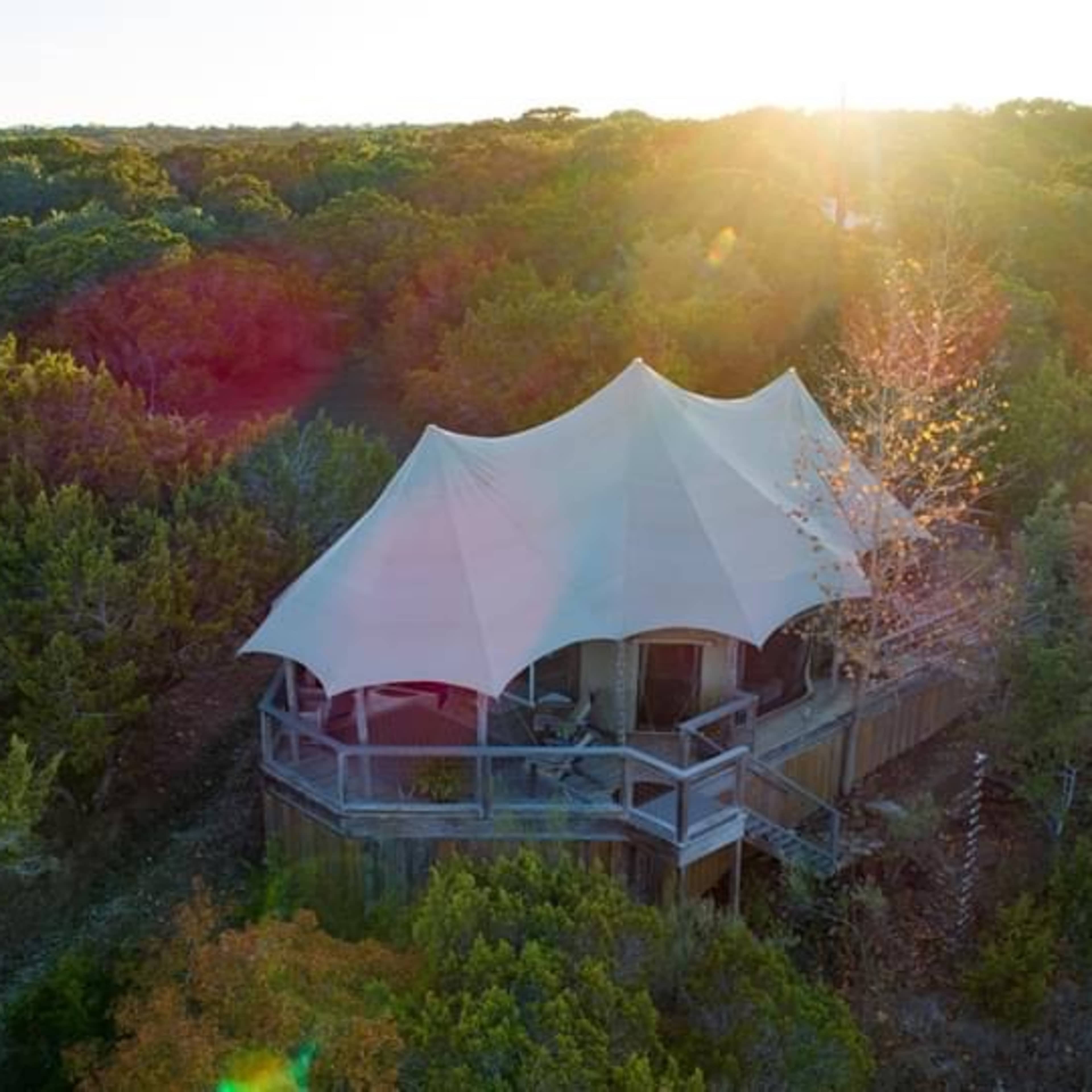 Custom-Designed Safari Tent with Stunning Creekside Views Image in , Wimberley, TX