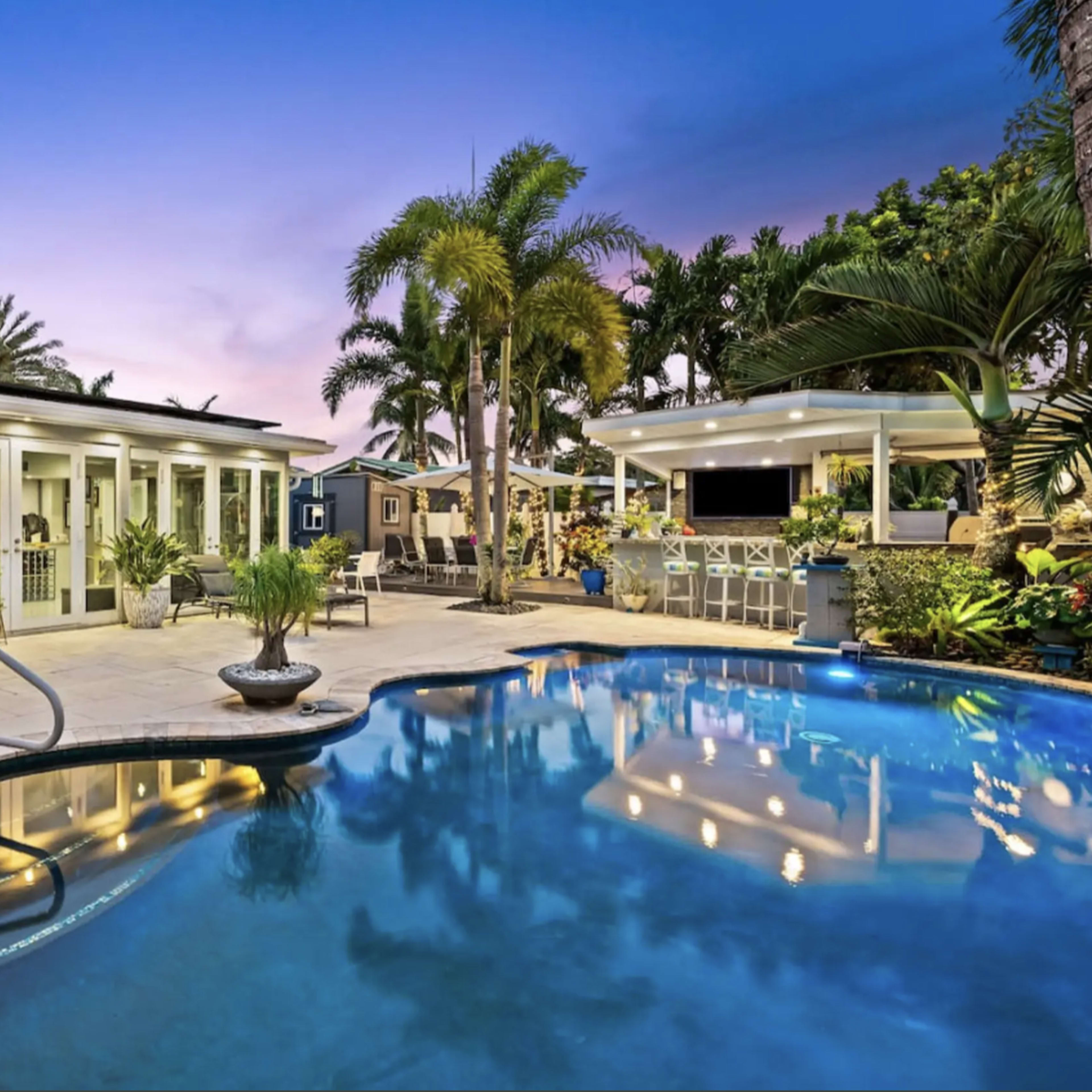 Backyard Oasis with Heated Pool | Outdoor Bar Image in Wilton Manors, Wilton Manors, FL