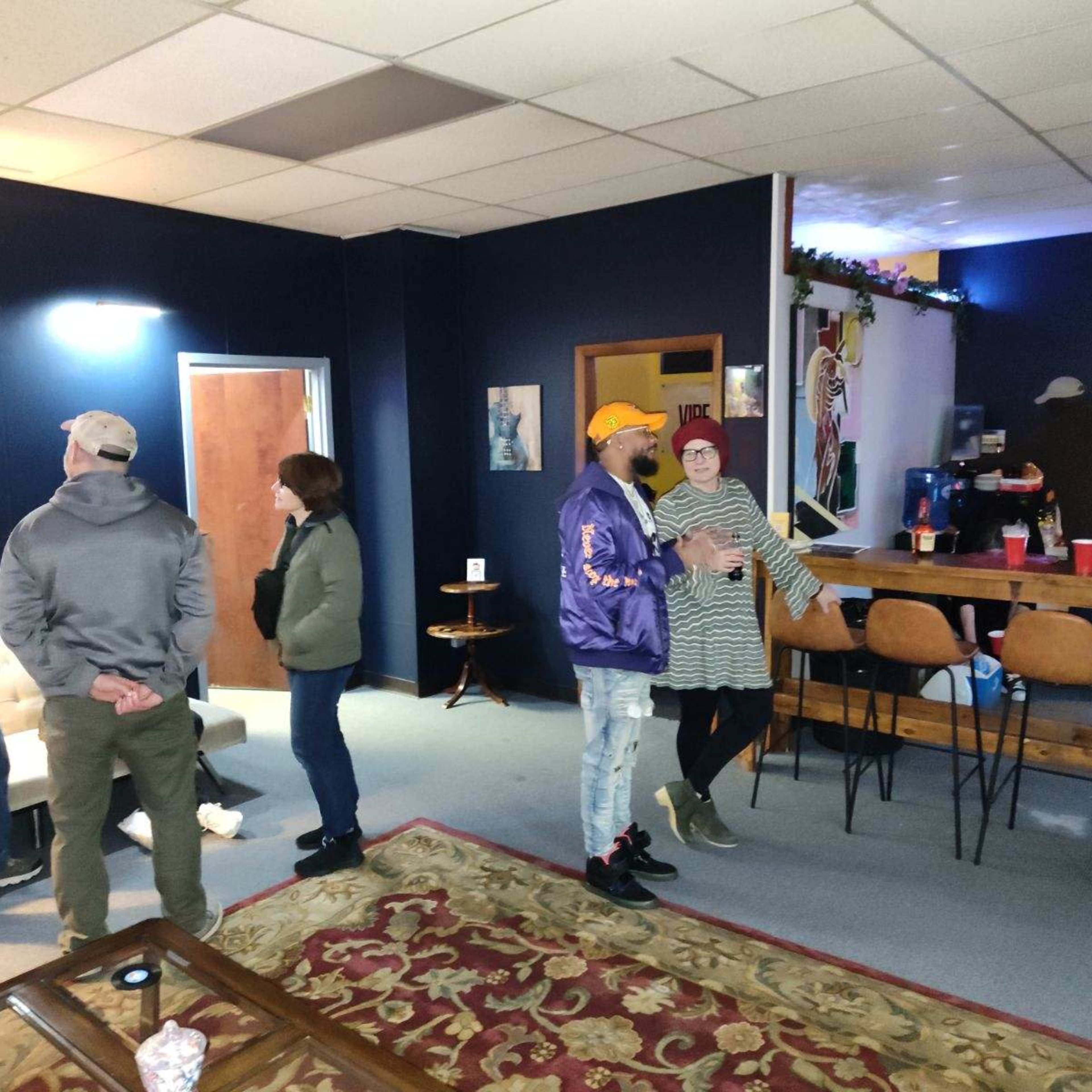 Cozy , Creative & Artistically Inspiring, with a beautiful view of the city downtown. Full Music Stage & PA system for music events, TV screens for movies & a bar area for any food venders. Image in Midtown Dayton, Dayton, OH