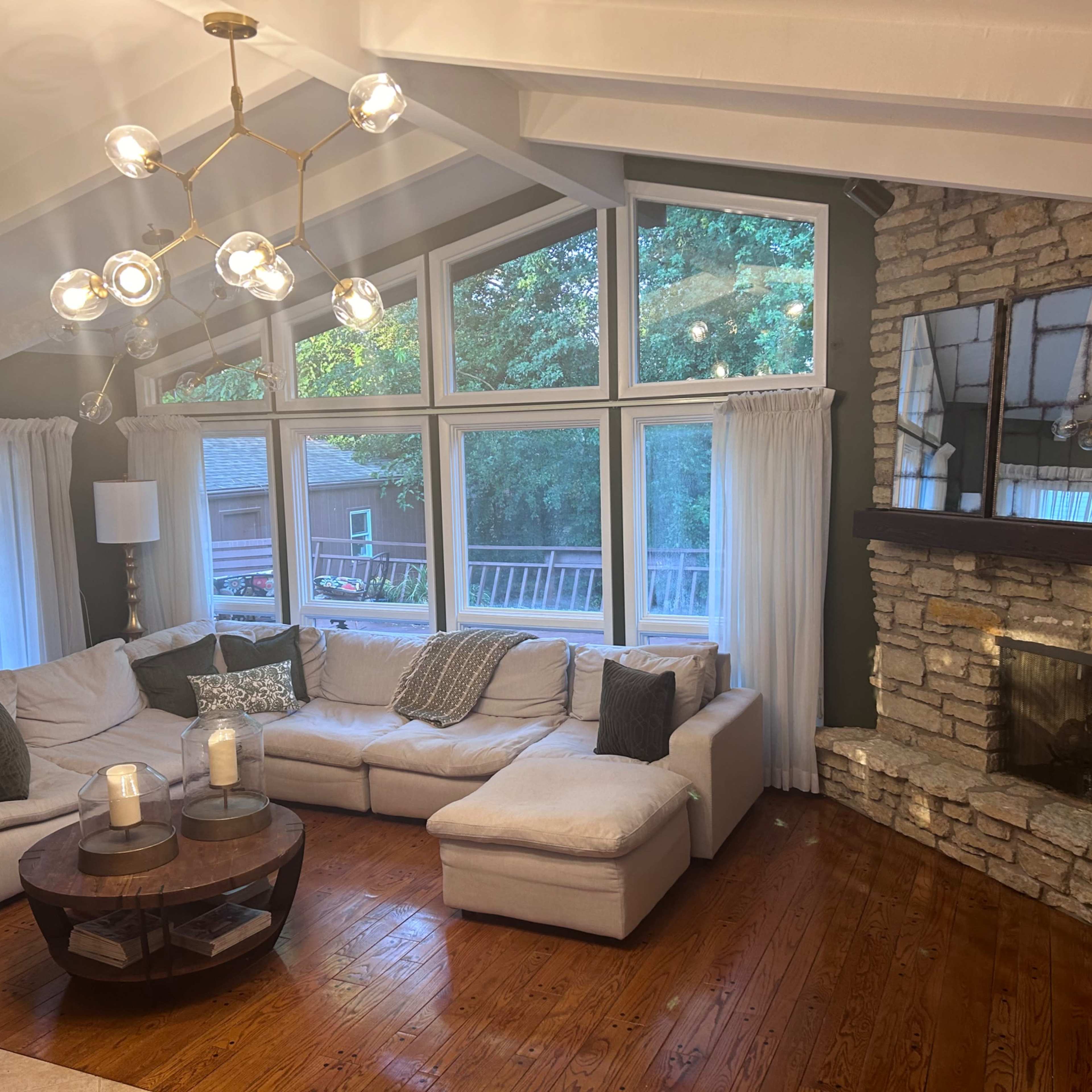 Suburban Showstopper with vaulted ceilings, beams, and large windows. Image in Hanover Township, Bartlett, IL