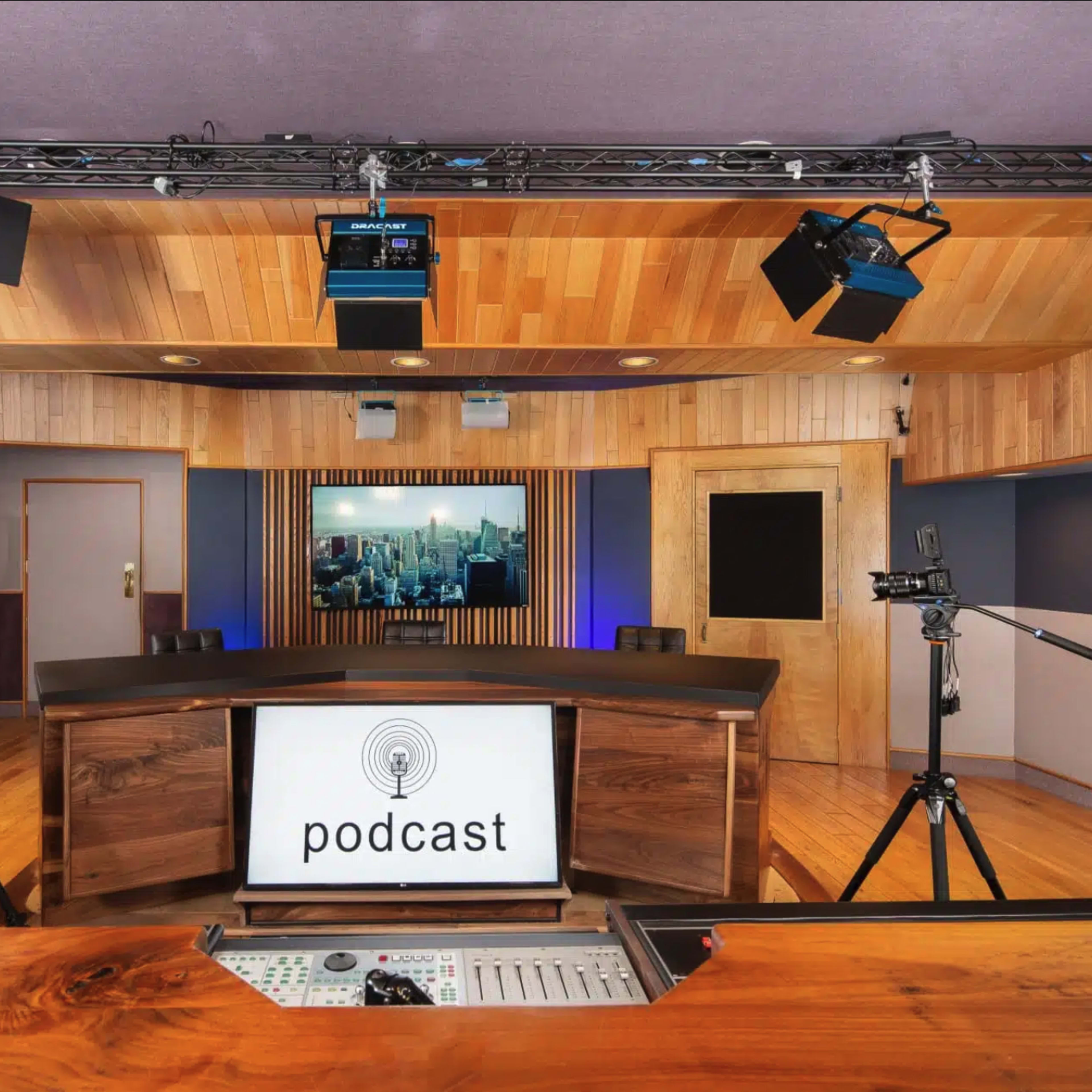 Soundproof News Desk Video Production Set Image in Kearny Mesa, San Diego, CA