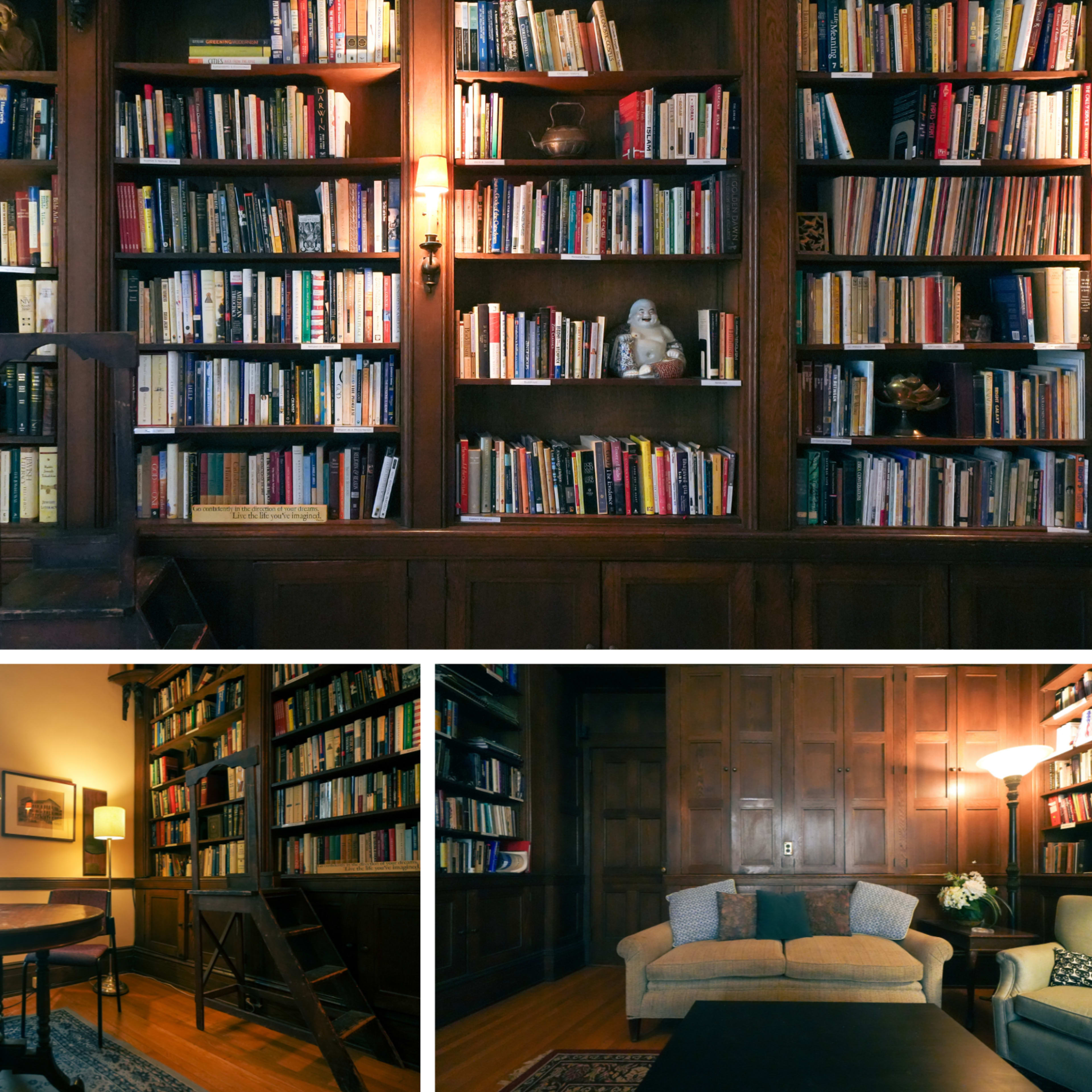 Vintage Scholarly Library with Wooden Bookshelves and Classic Study Rooms Image in Brooklyn Heights, Brooklyn, NY