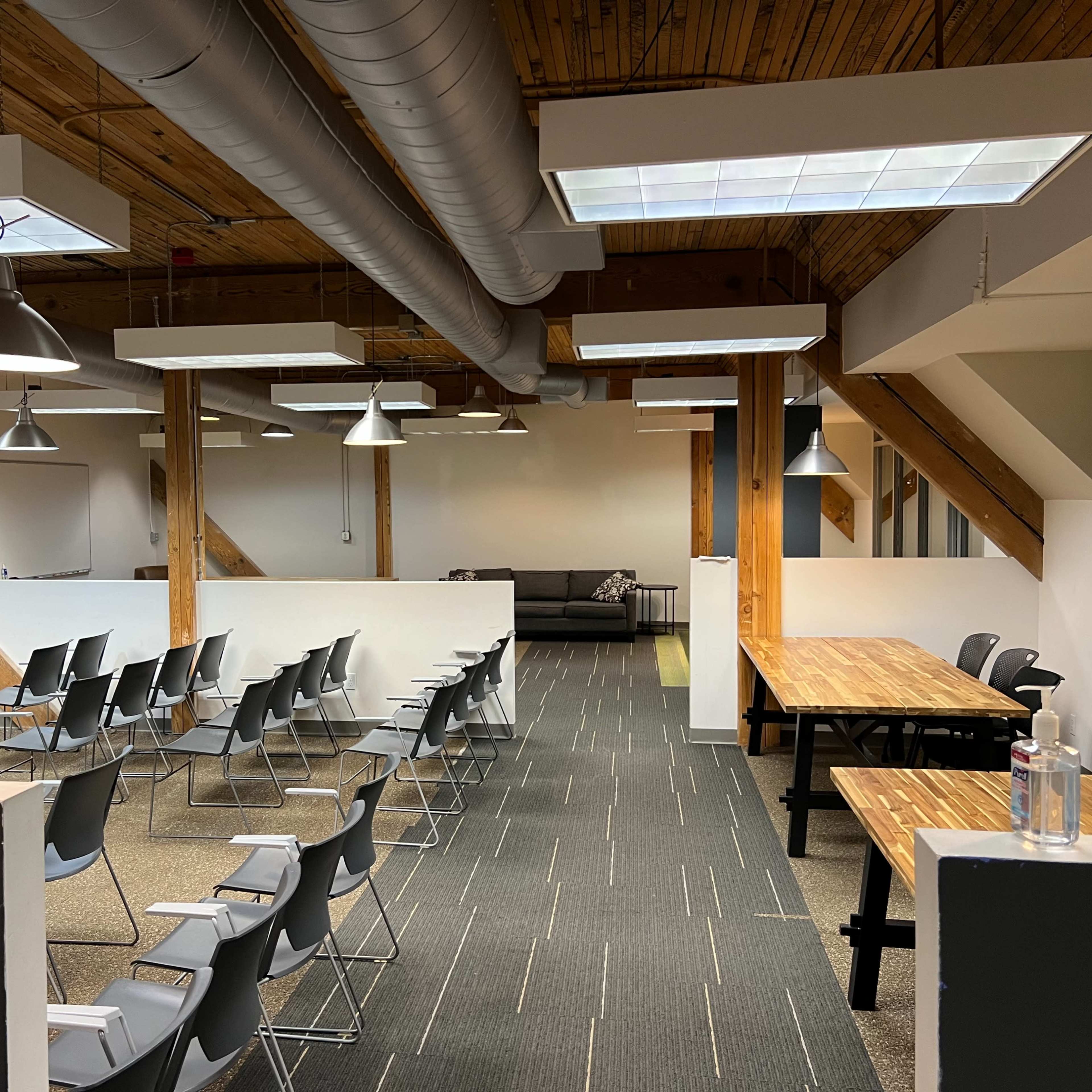 Exposed Wood Beam High Ceiling Open Event Space in Downtown w/ view of Space Needle Image in Belltown, Seattle, WA