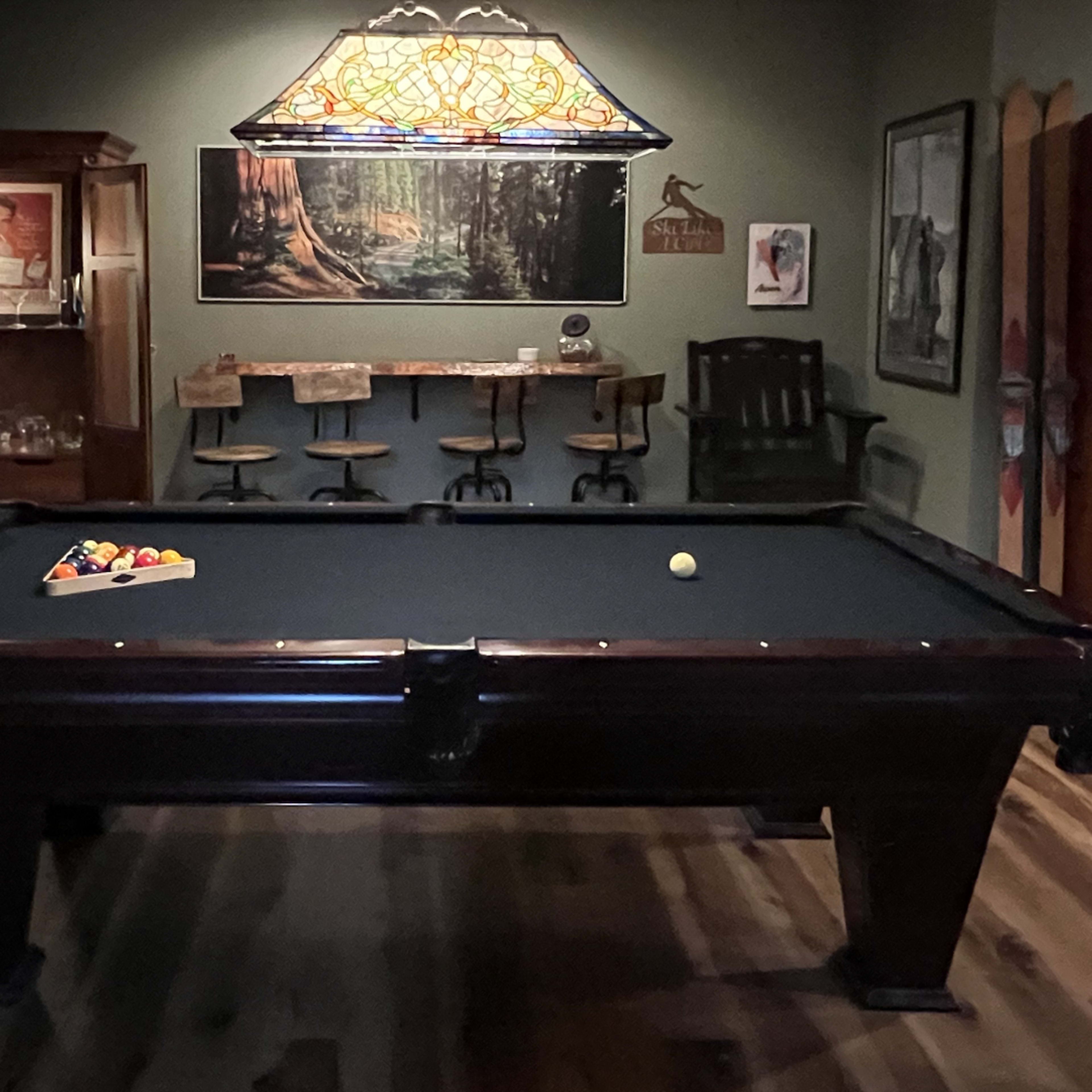 "Rack 'em up" in a western-themed pool room right here in the Chicago suburbs. Also enjoy the formal living room with a baby grand piano and working fireplace, and a 14' wood-burning stone fireplace in the family room, and so much more! Image in New Trier Township, Wilmette, IL