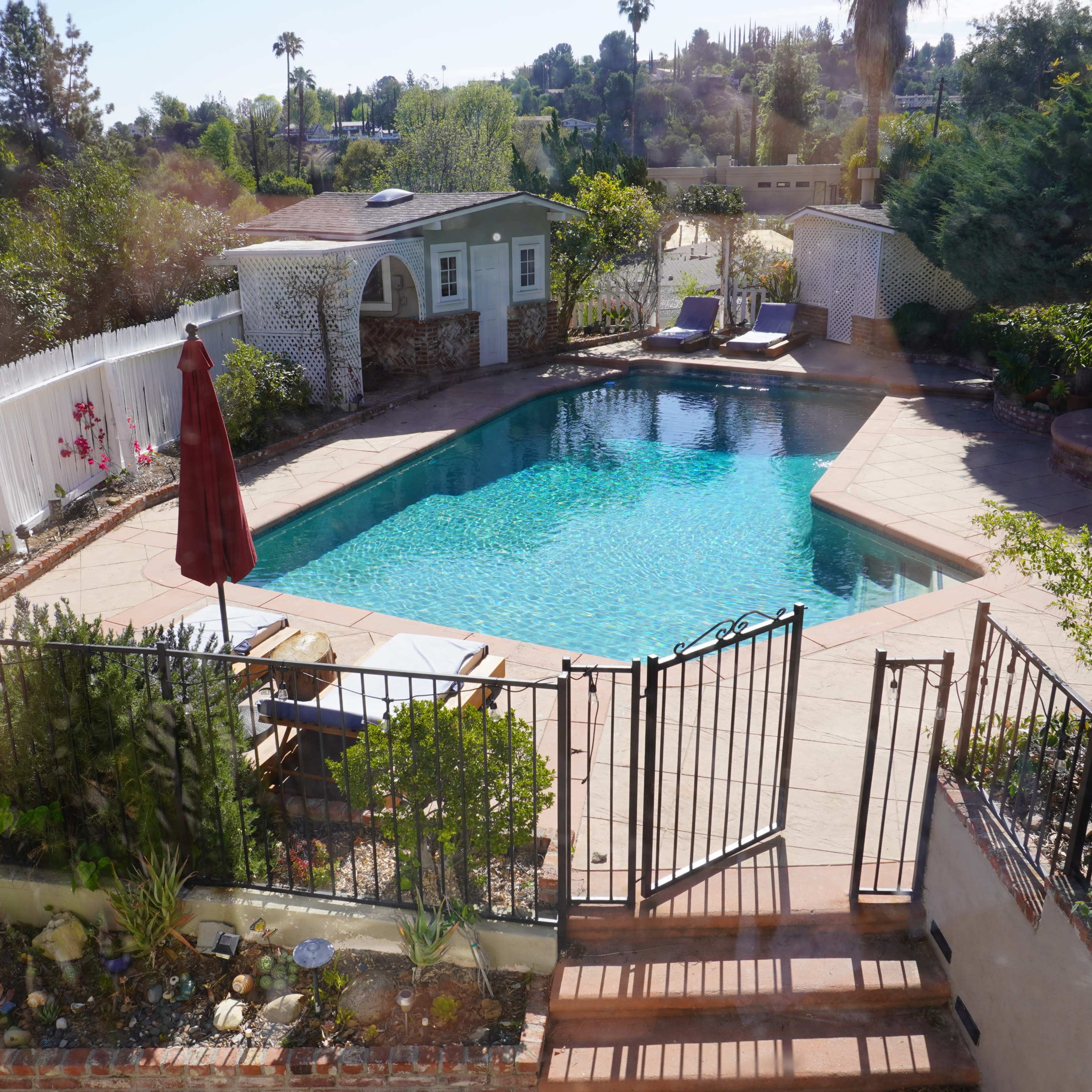 Tarzana Oasis w/ Pool, Basketball, Tennis/Pickleball court, Separate spa with a flowing rock waterfall Image in Tarzana, Los Angeles, CA