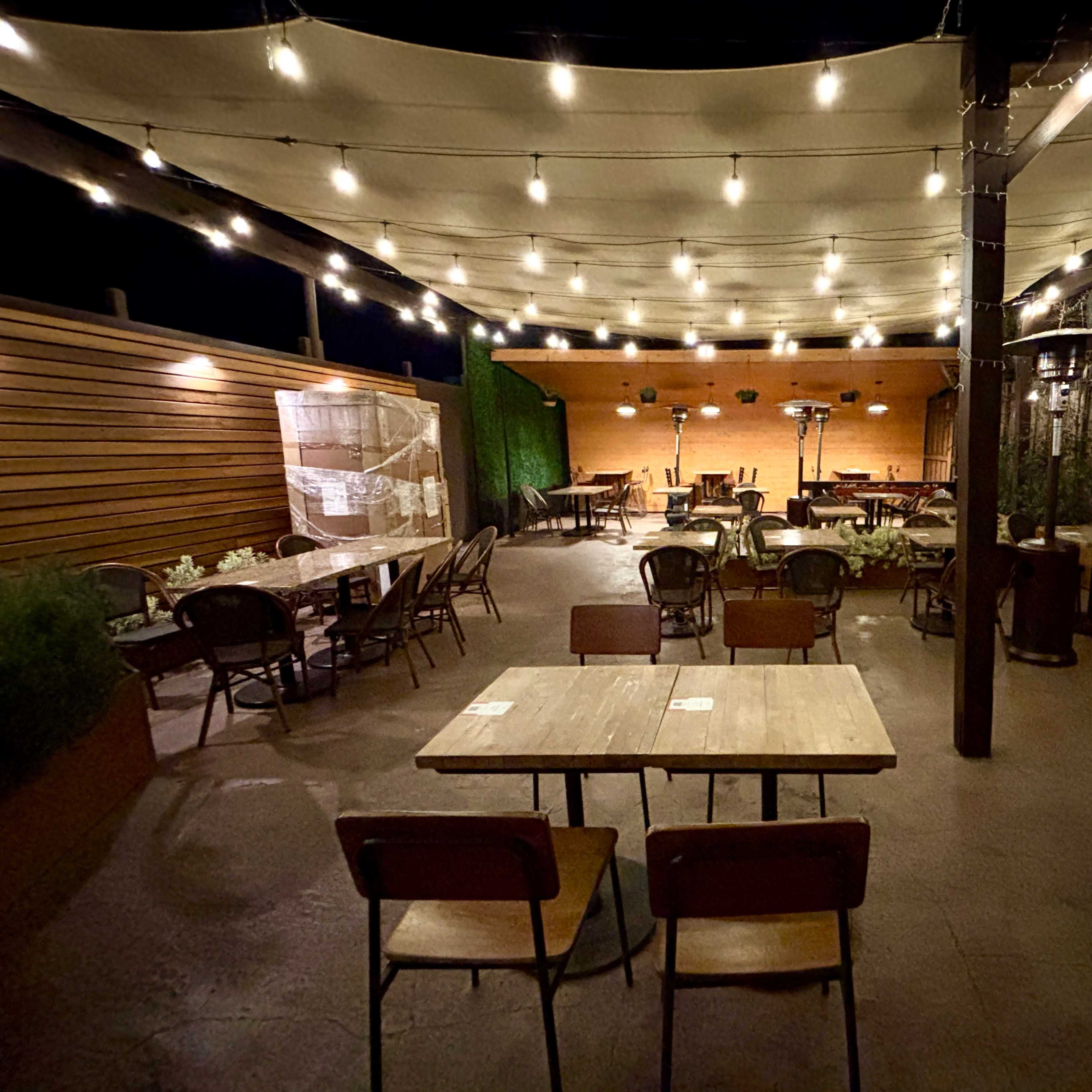 French Coffee Shop Cafe with Patio and Grafitti Image in North Hollywood, Los Angeles, CA