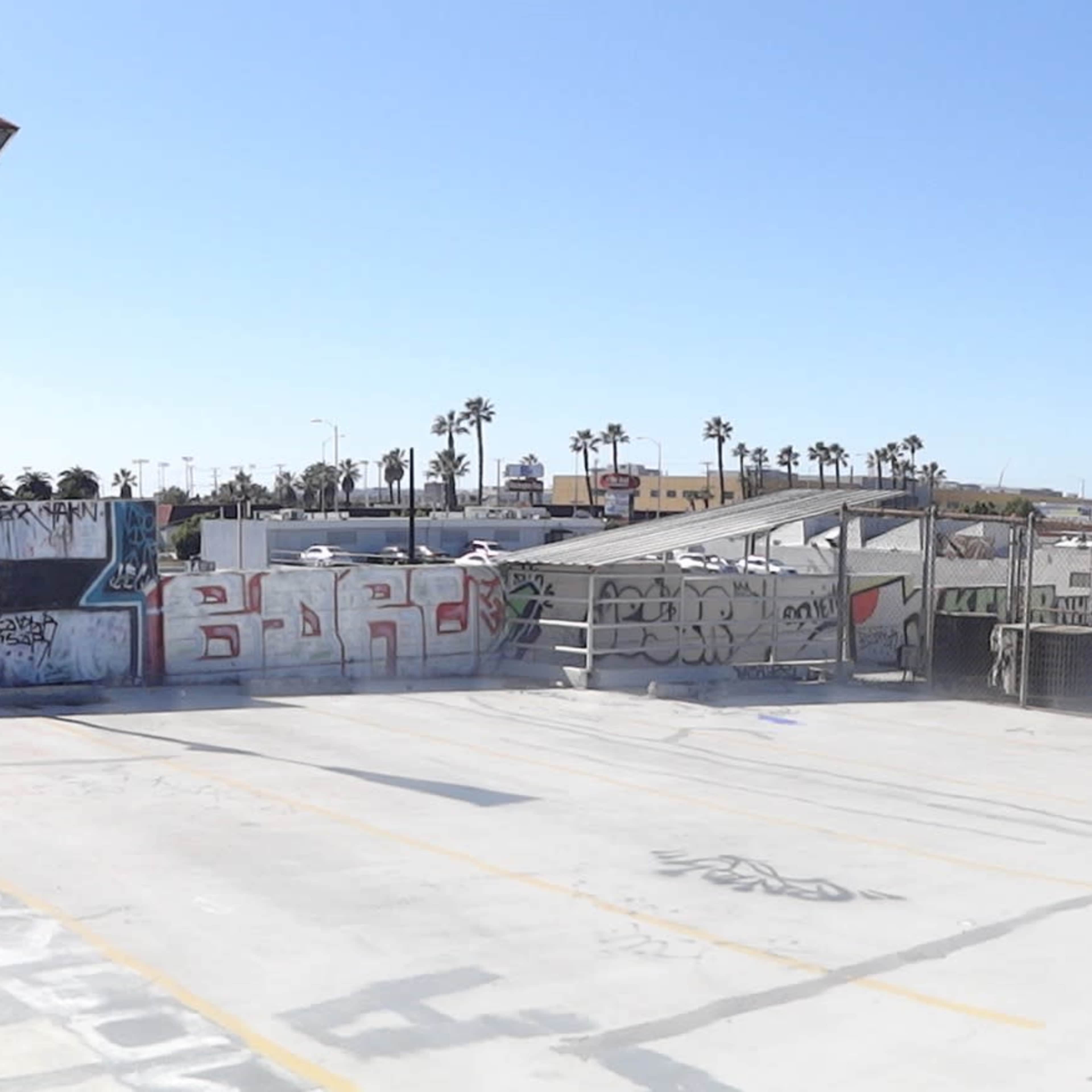 Skyline view of DTLA towers and 10 freeway. Image in South Los Angeles, Los Angeles, CA