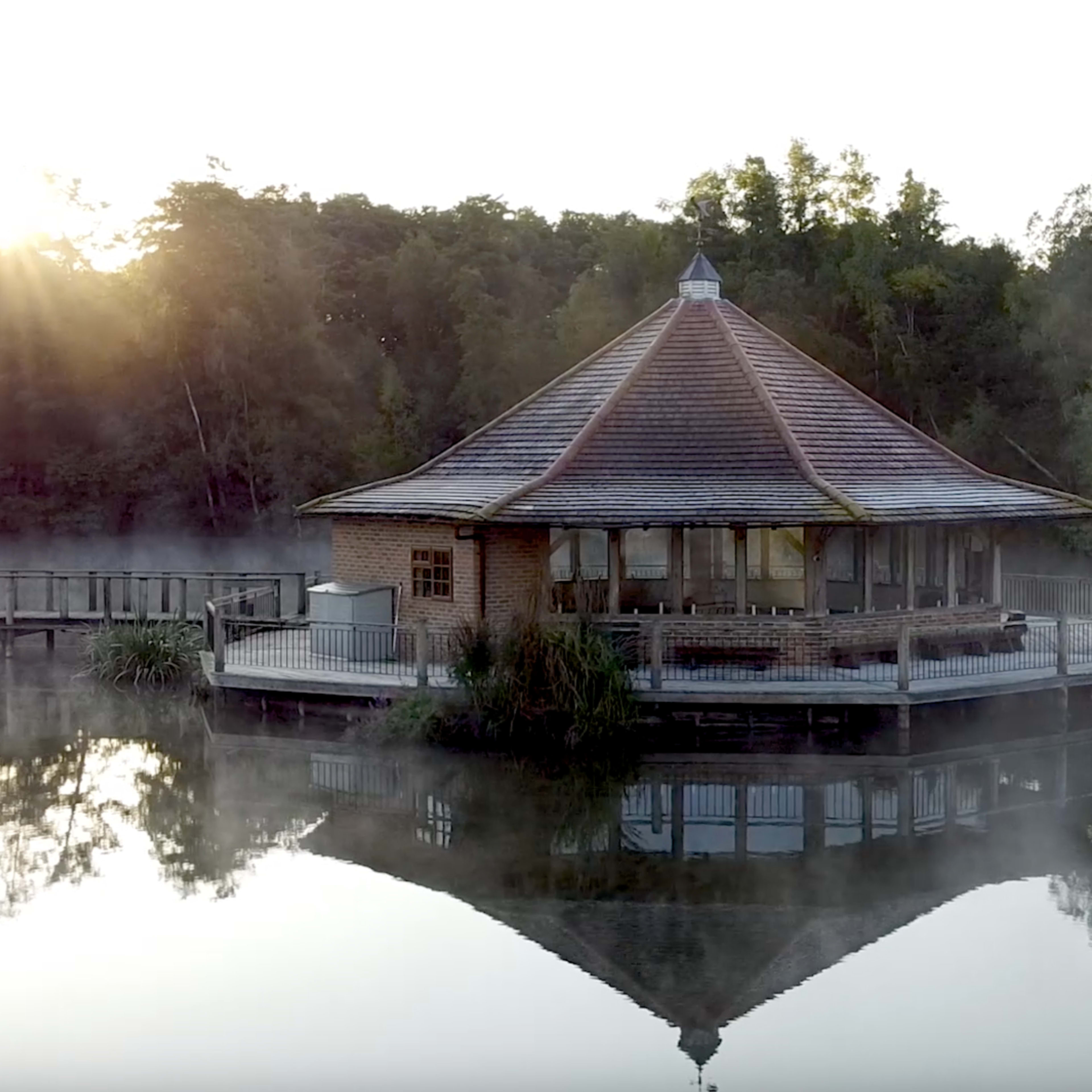 Large Pagoda and Yoga Studio on a Lake in West Sussex Image in Worth, Crawley, England