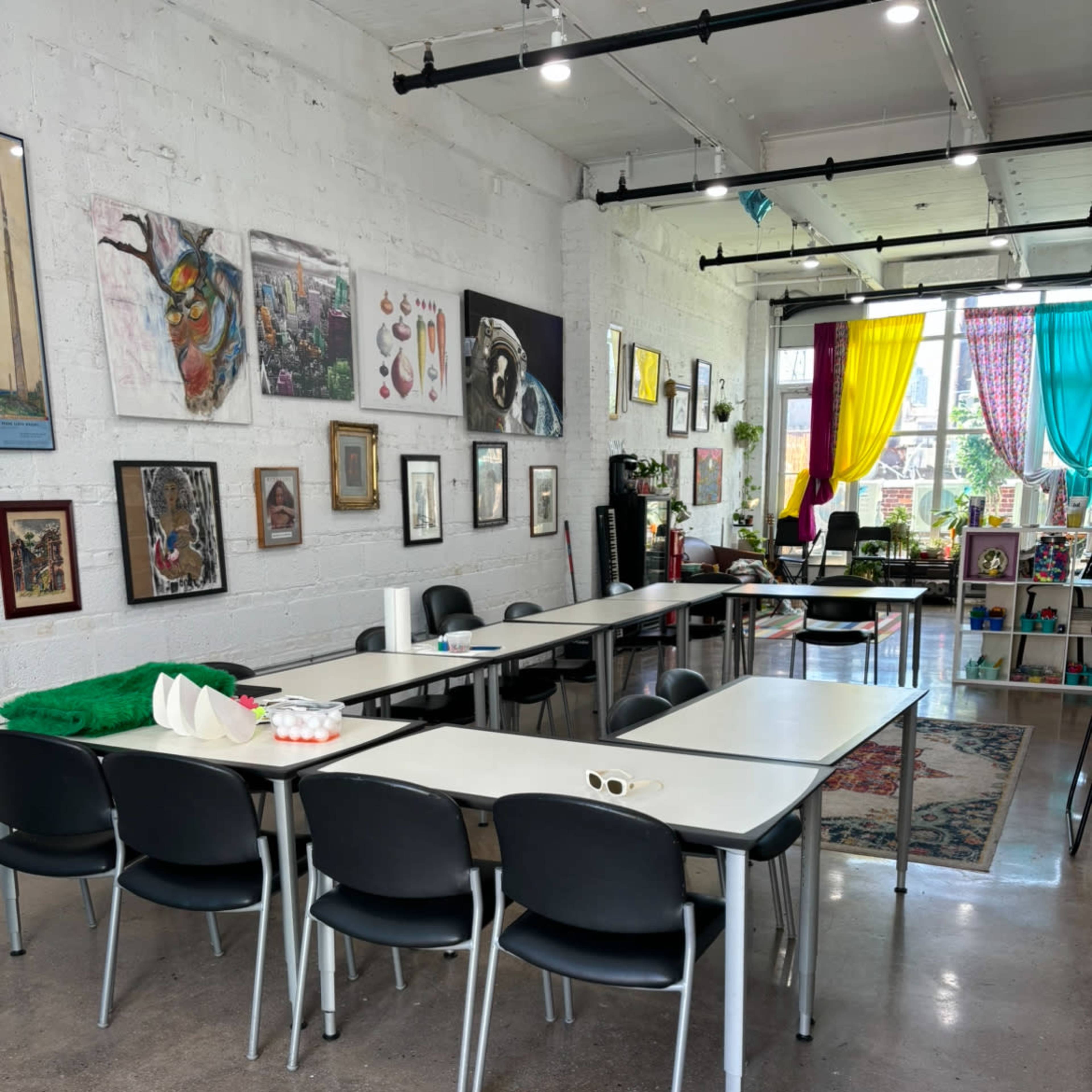 Long Island City, New York: Carefully curated 1000 sq/ft art studio 3rd space with open concept and outdoor lounge area. Traditional NYC art studio style. Latina/ Native New Yorker owned and operated. Image in Long Island City, Queens County, NY