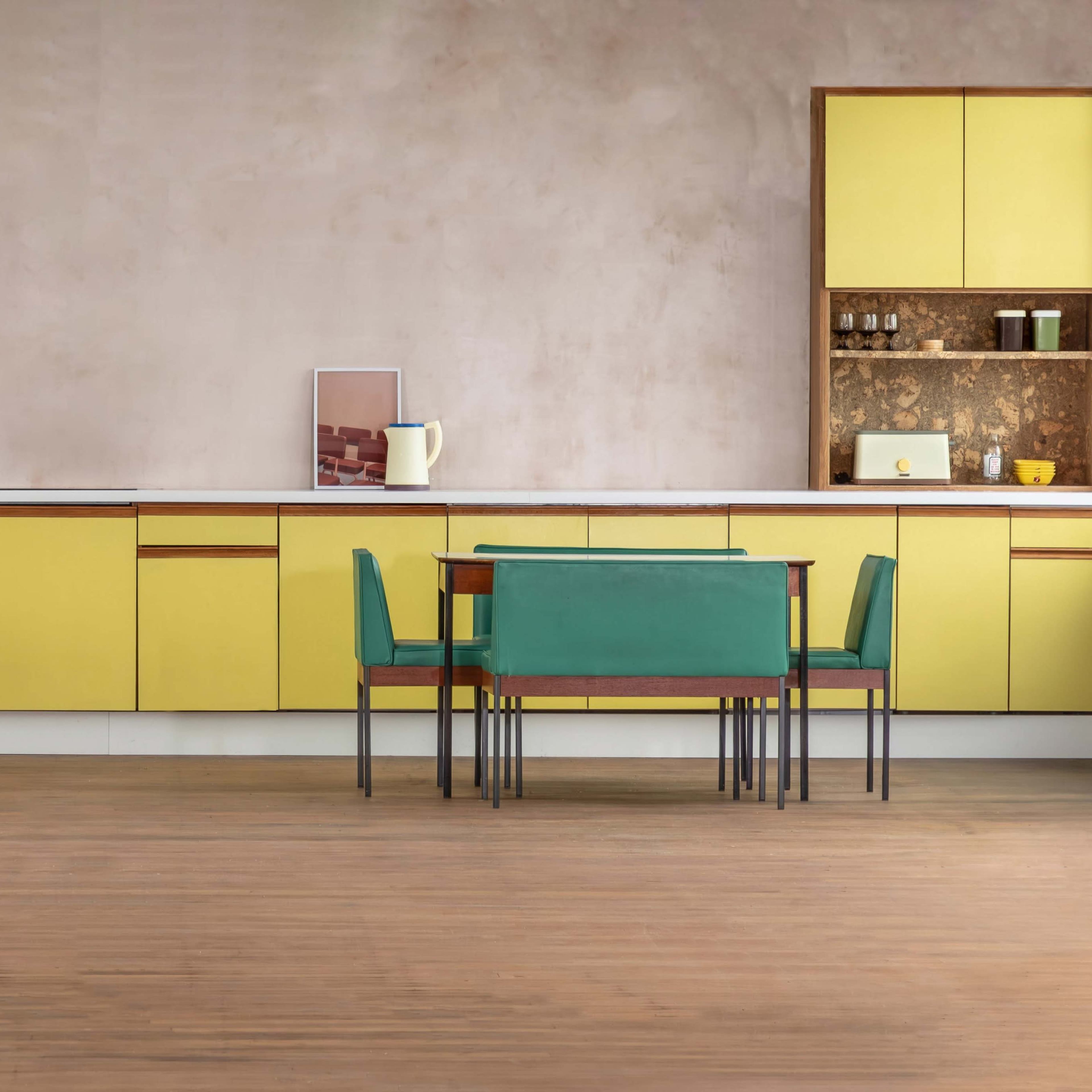 Modern retro daylight kitchen studio, yellow kitchen Image in Leicester, Leicester, England