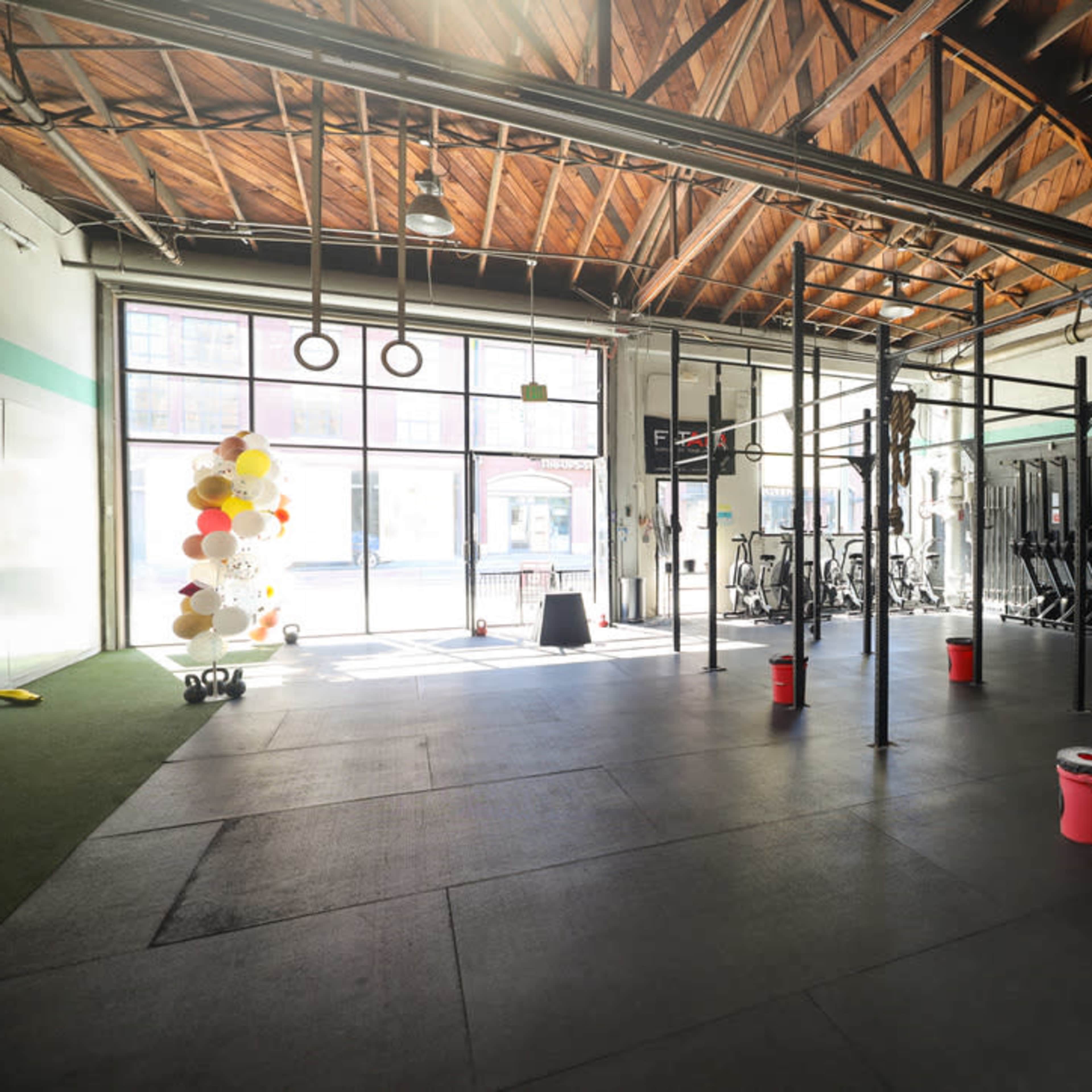 Dramatic historic warehouse gym in SOMA Image in China Basin, San Francisco, CA
