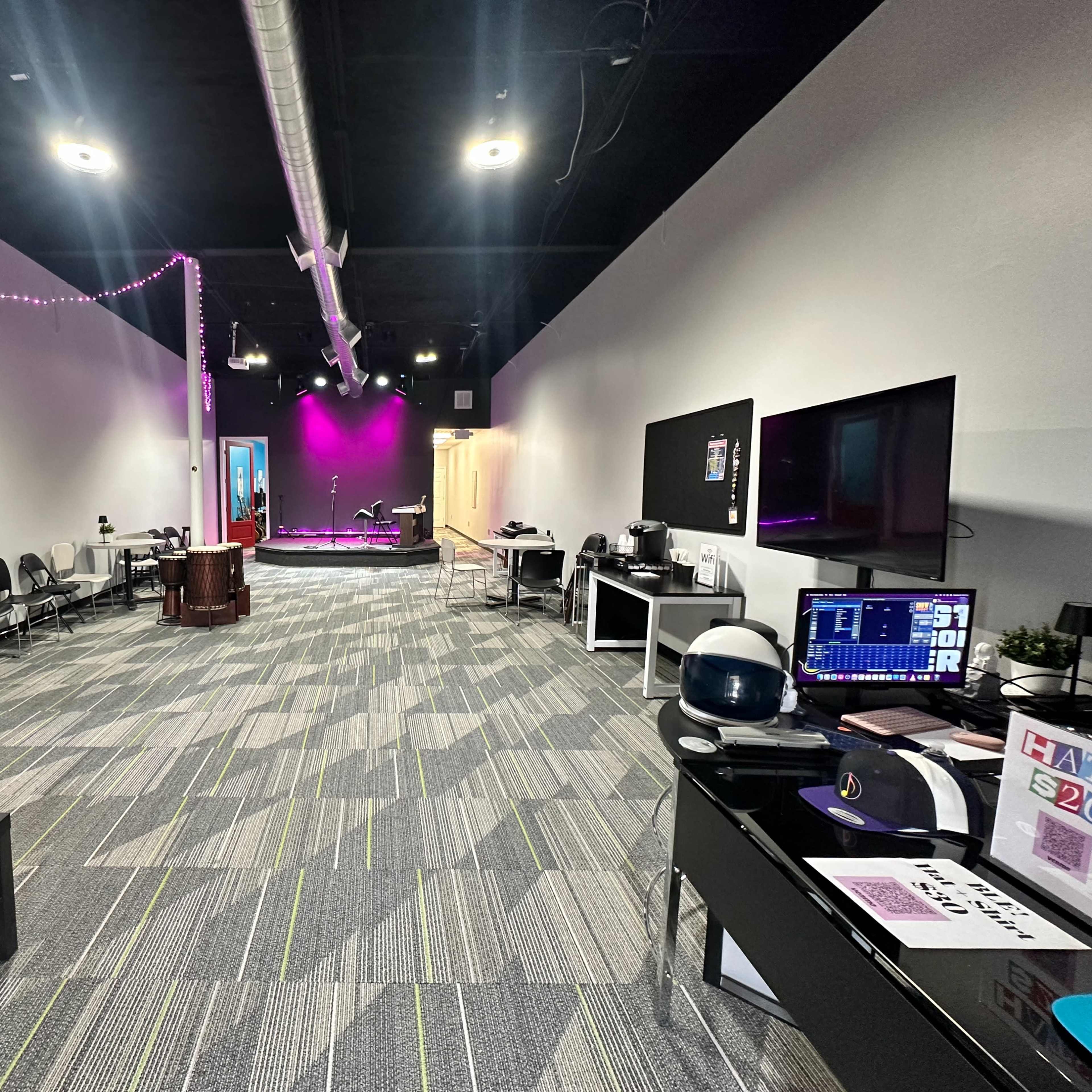 Comfortable Modern Meeting Hall with Stage and Video Capability Image in Heritage Park, Friendswood, TX