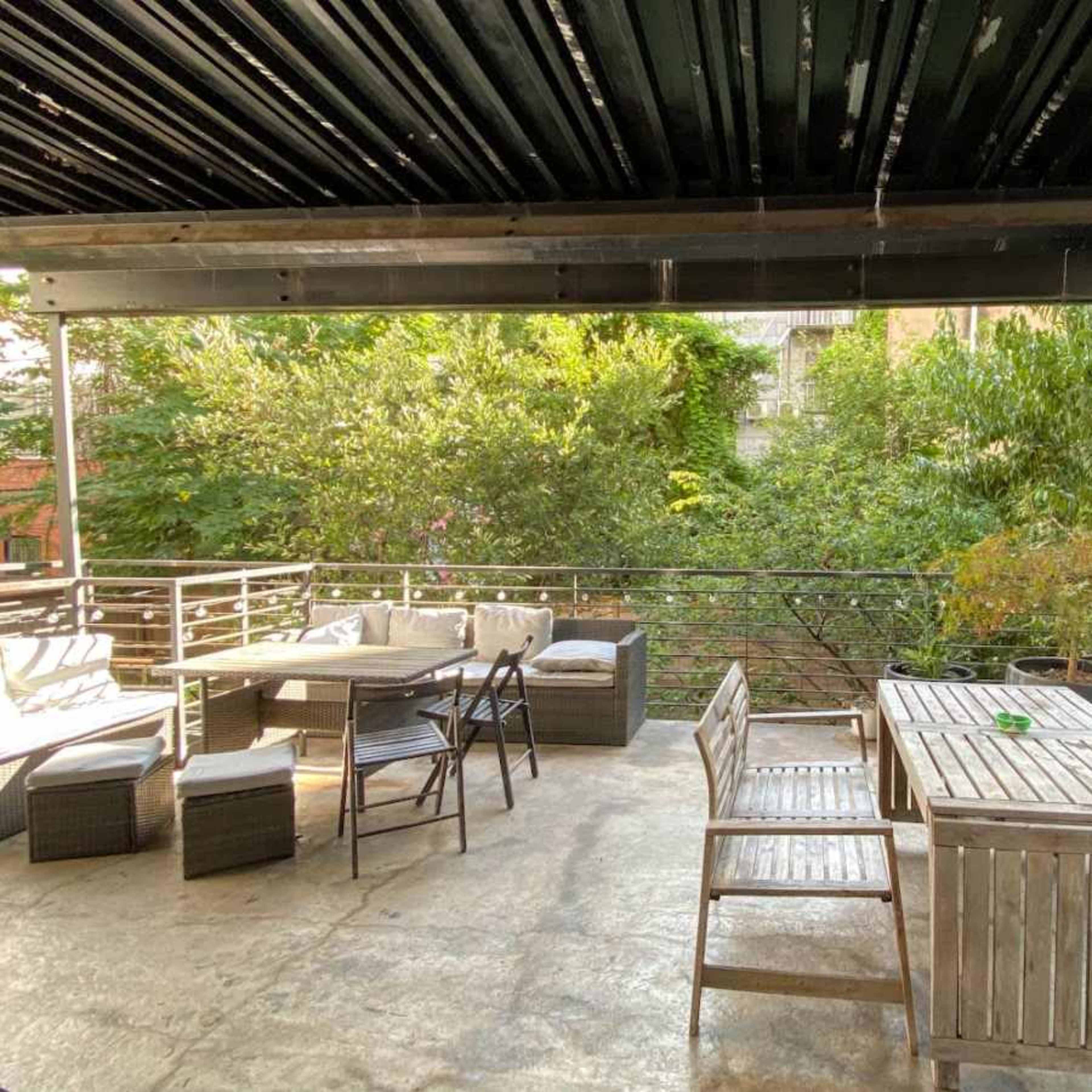 Industrial Brownstone with Japanese Garden Backyard Image in Boerum Hill, Brooklyn, NY