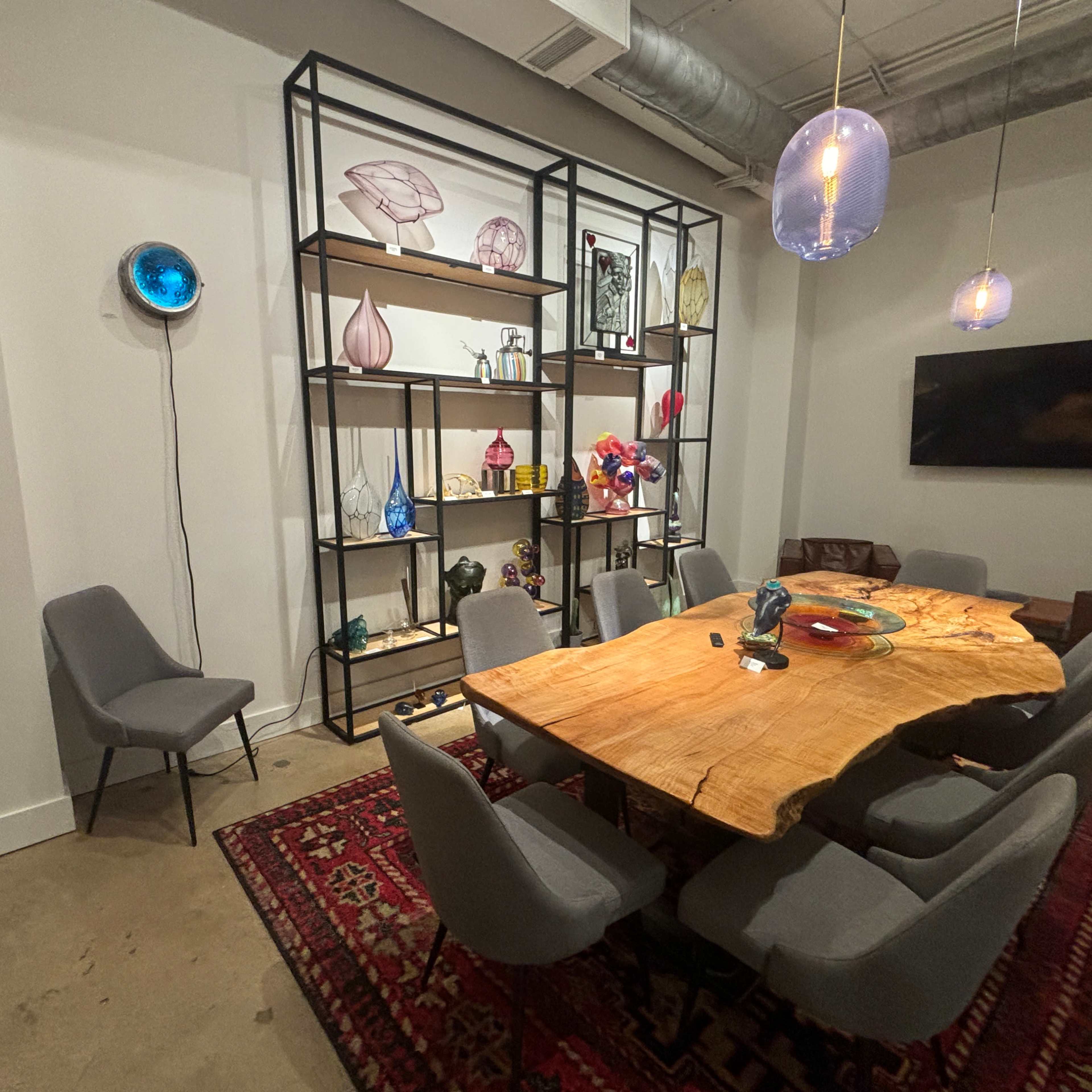 Intimate Boardroom adorned with Curated Glass Artwork Image in South Nashville, Berry Hill, TN
