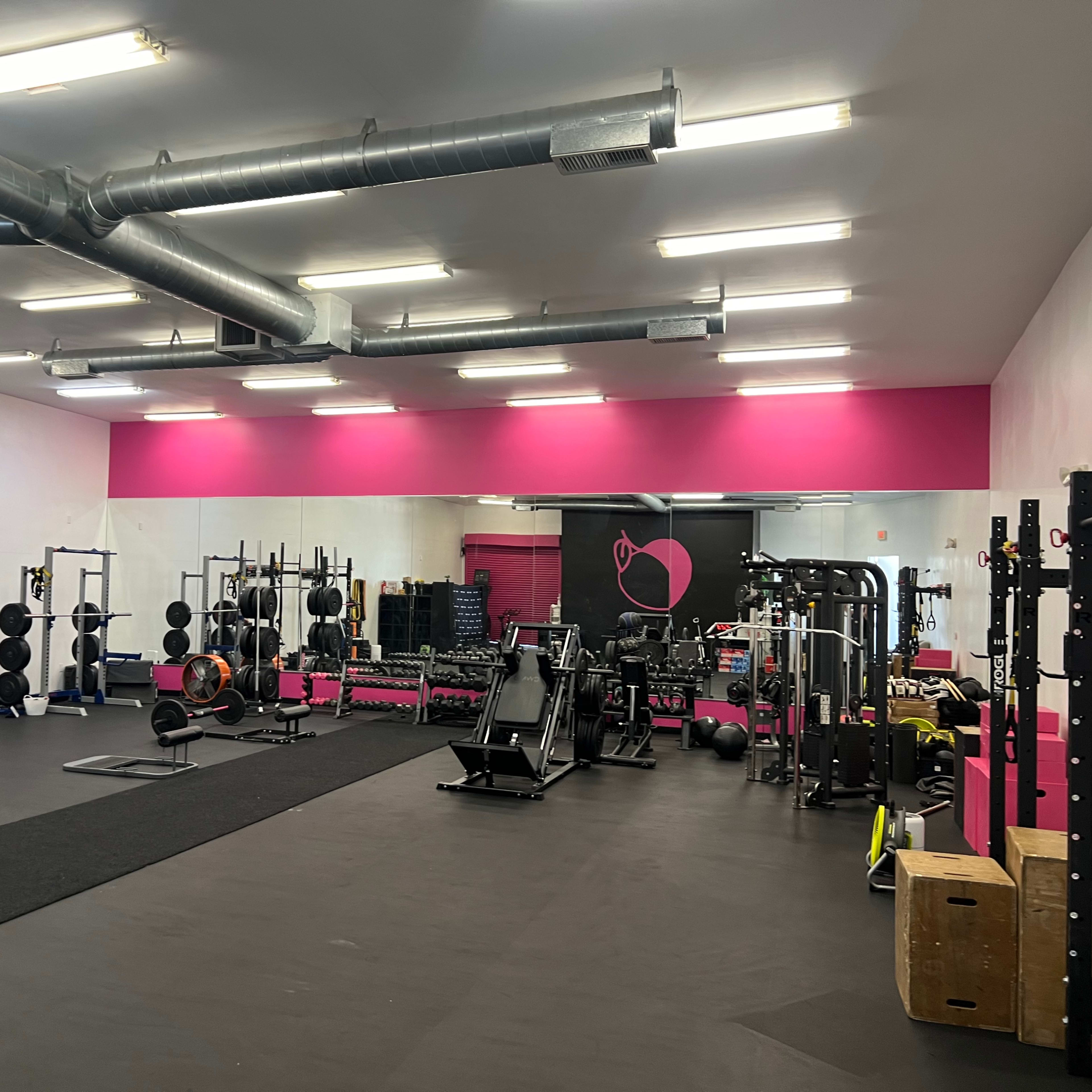 Stylish and functional Pink, white and black fitness studio Image in Catalina Villas, Pasadena, CA