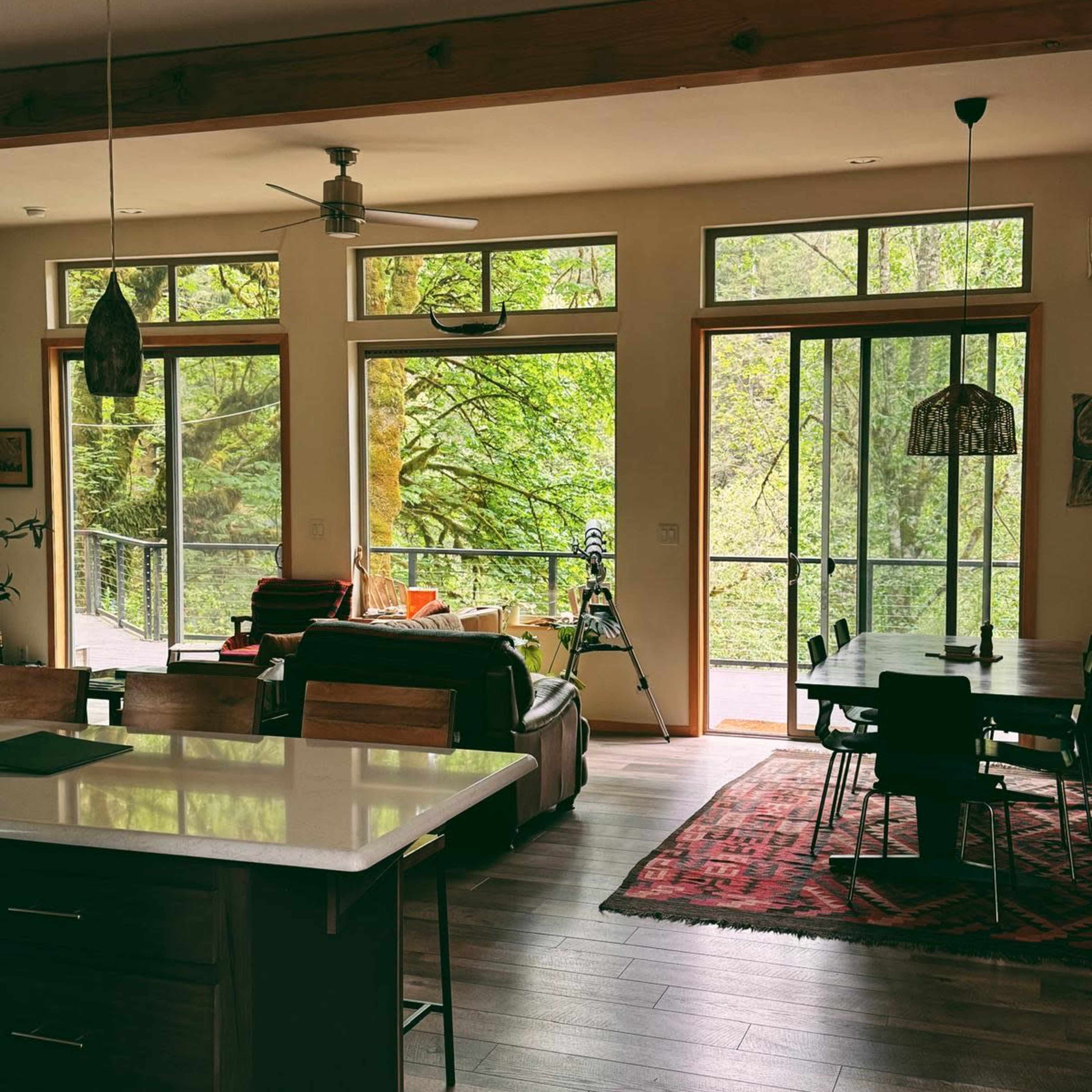 A light-filled River House with private river access and a spacious lawn area. Image in , Washougal, WA