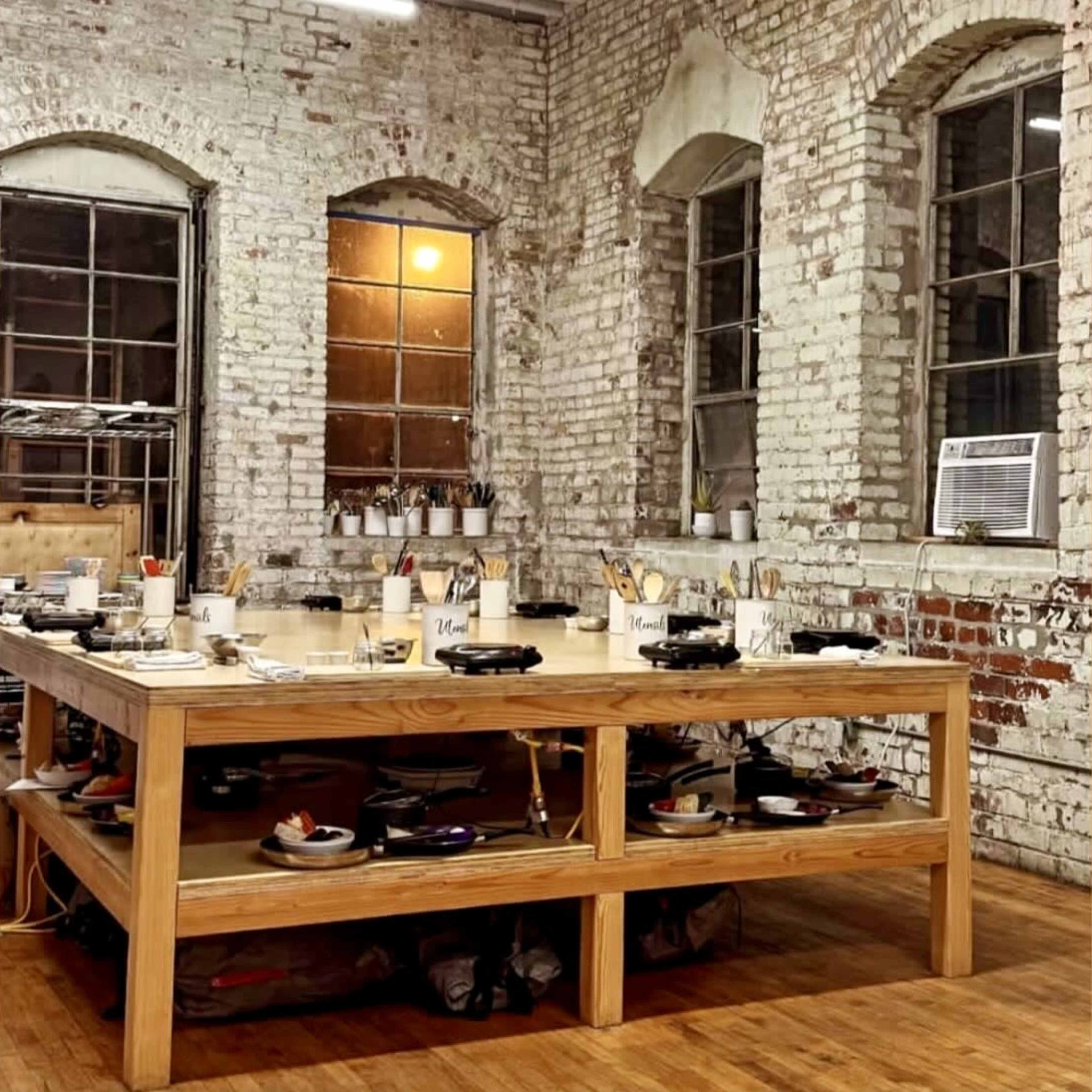 Cooking school space in a beautiful exposed brick loft Image in Central LA, Los Angeles, CA