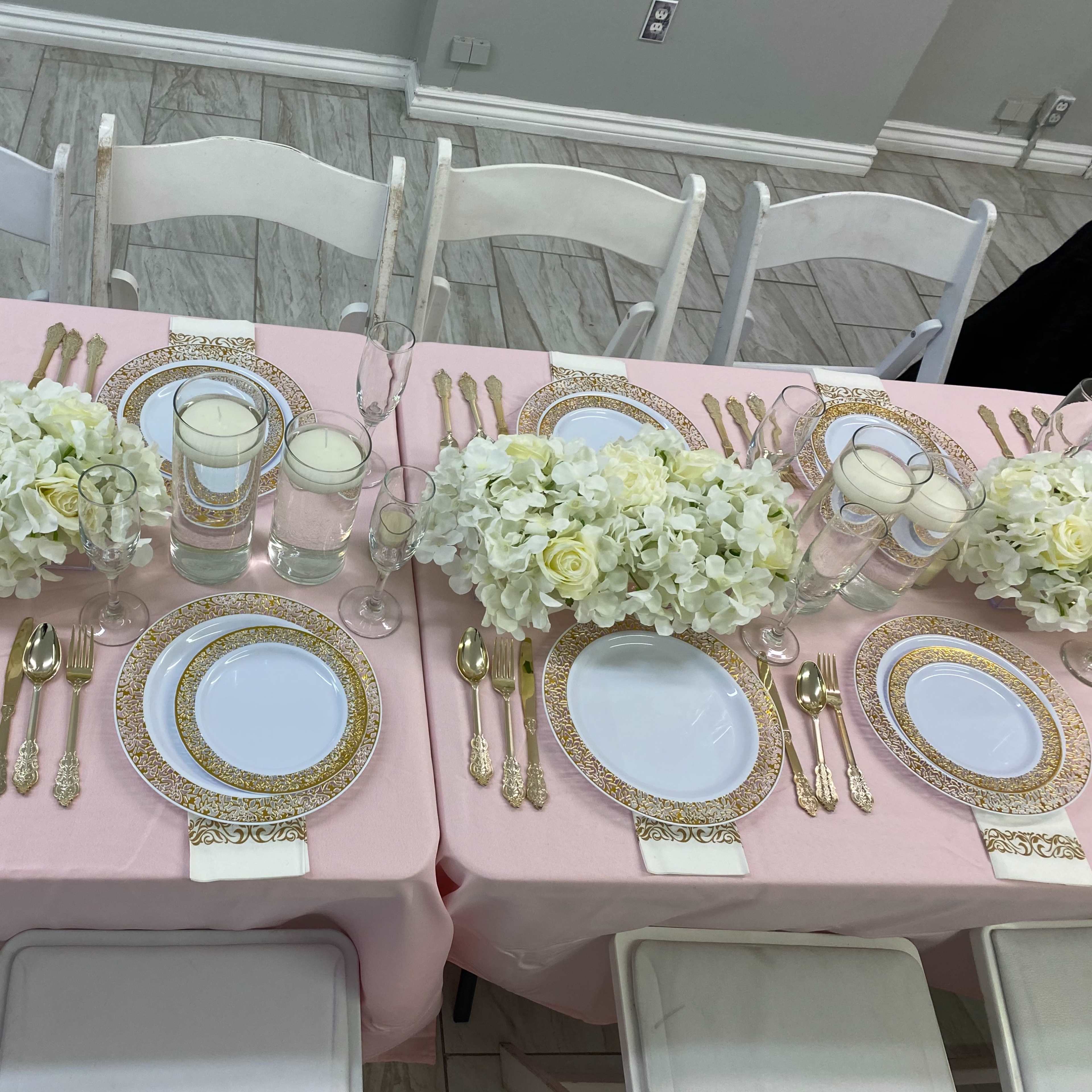 The featured event amenities, including 15 tables, 60 chairs, a capacity of 60 standing/sitting, and 3 restrooms, along with additional notes on liquor licensing and food policies.