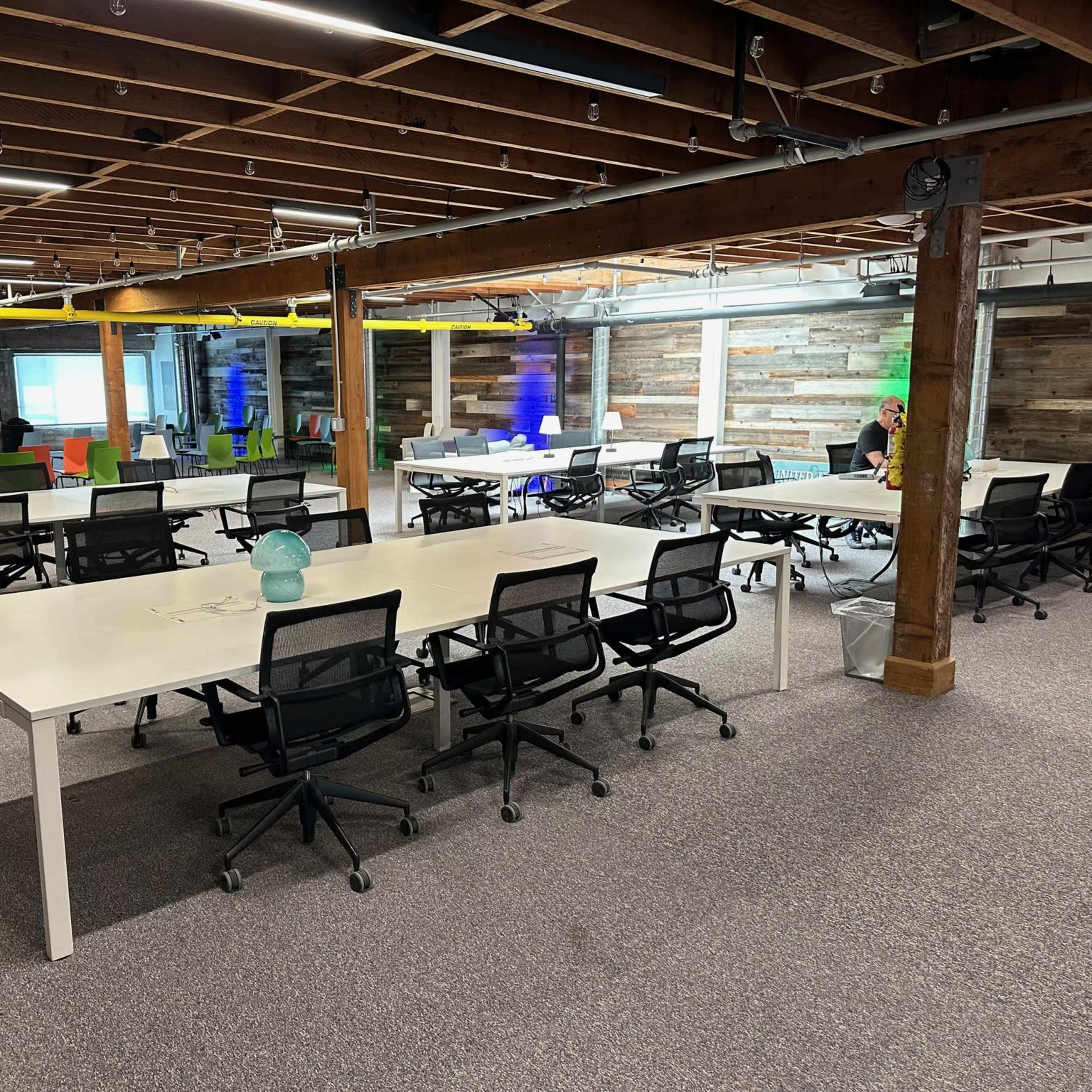 Creative meeting space with music and podcast studios and an intimate performance stage. Image in Centennial, Redwood City, CA