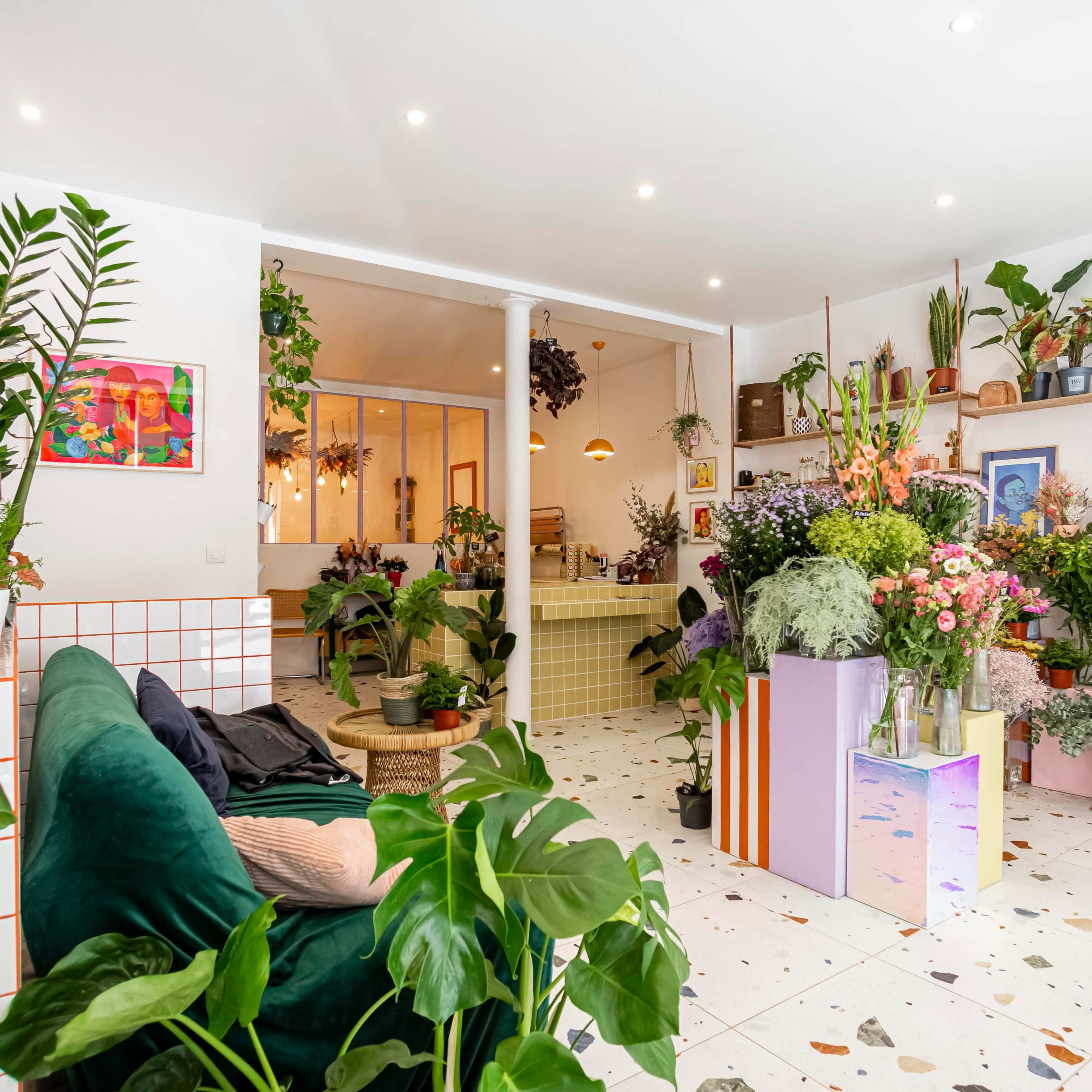 Boutique de fleurs, pop et colorée Image dans Saint-Ambroise, Paris, Île-de-France