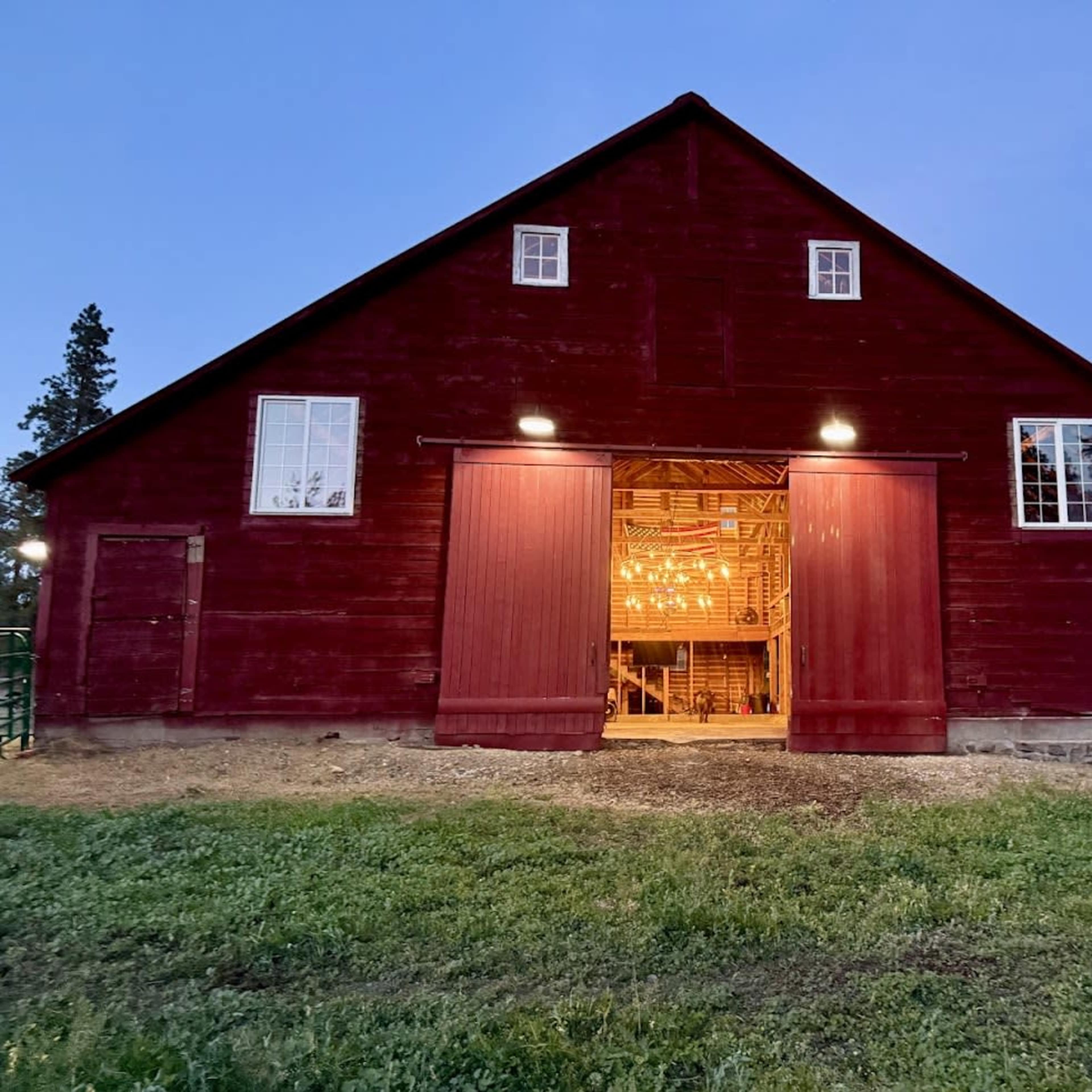 Red Barn on the Rocks Image in , Nine Mile Falls, WA