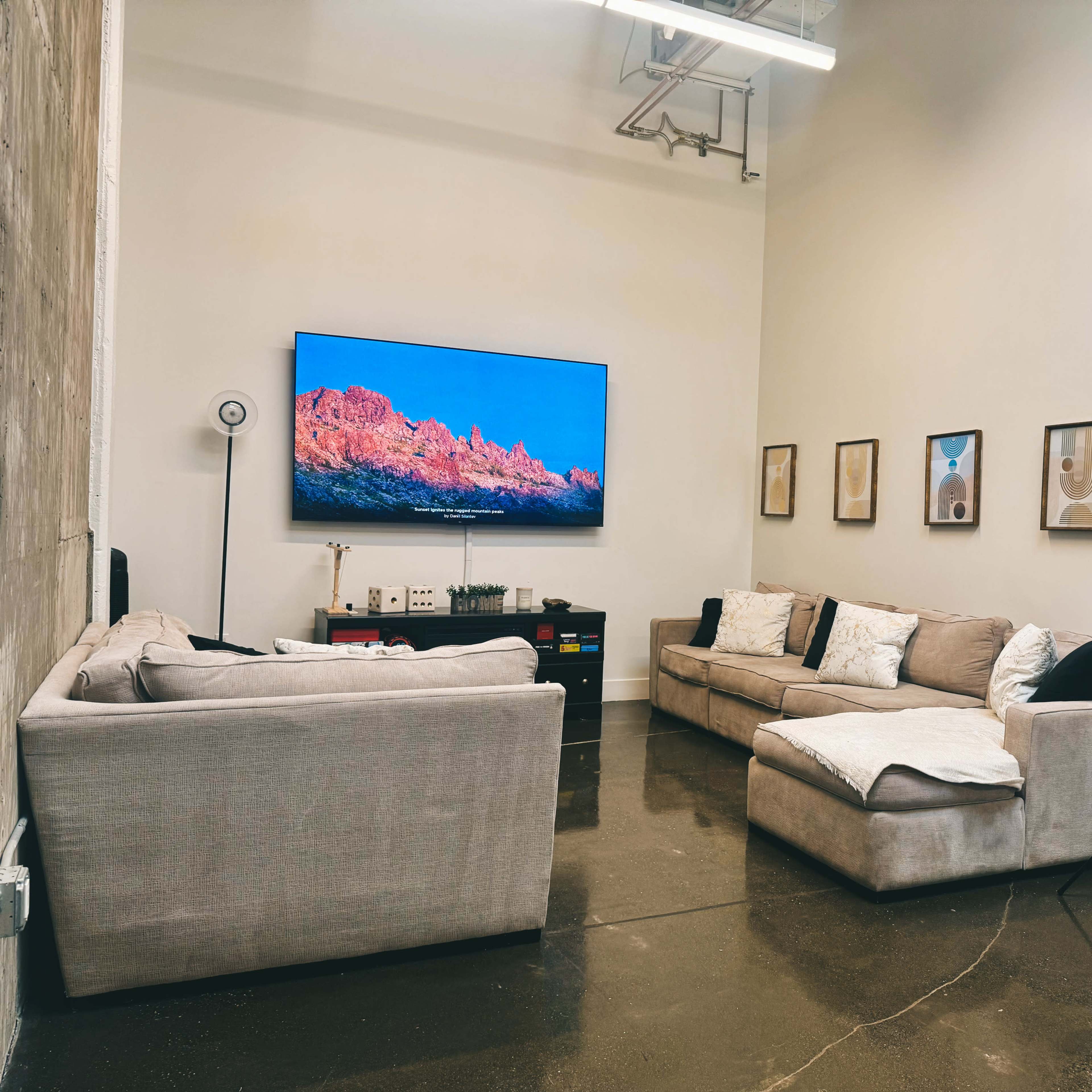 "Host your next event in our modern, spacious concrete loft! This fully furnished space offers a unique backdrops, plenty of room for creativity, and the amenities you need for a successful gathering. Perfect for meetings, workshops, or celebrations. Book your event today!” Image in Coliseum Industrial, Oakland, CA