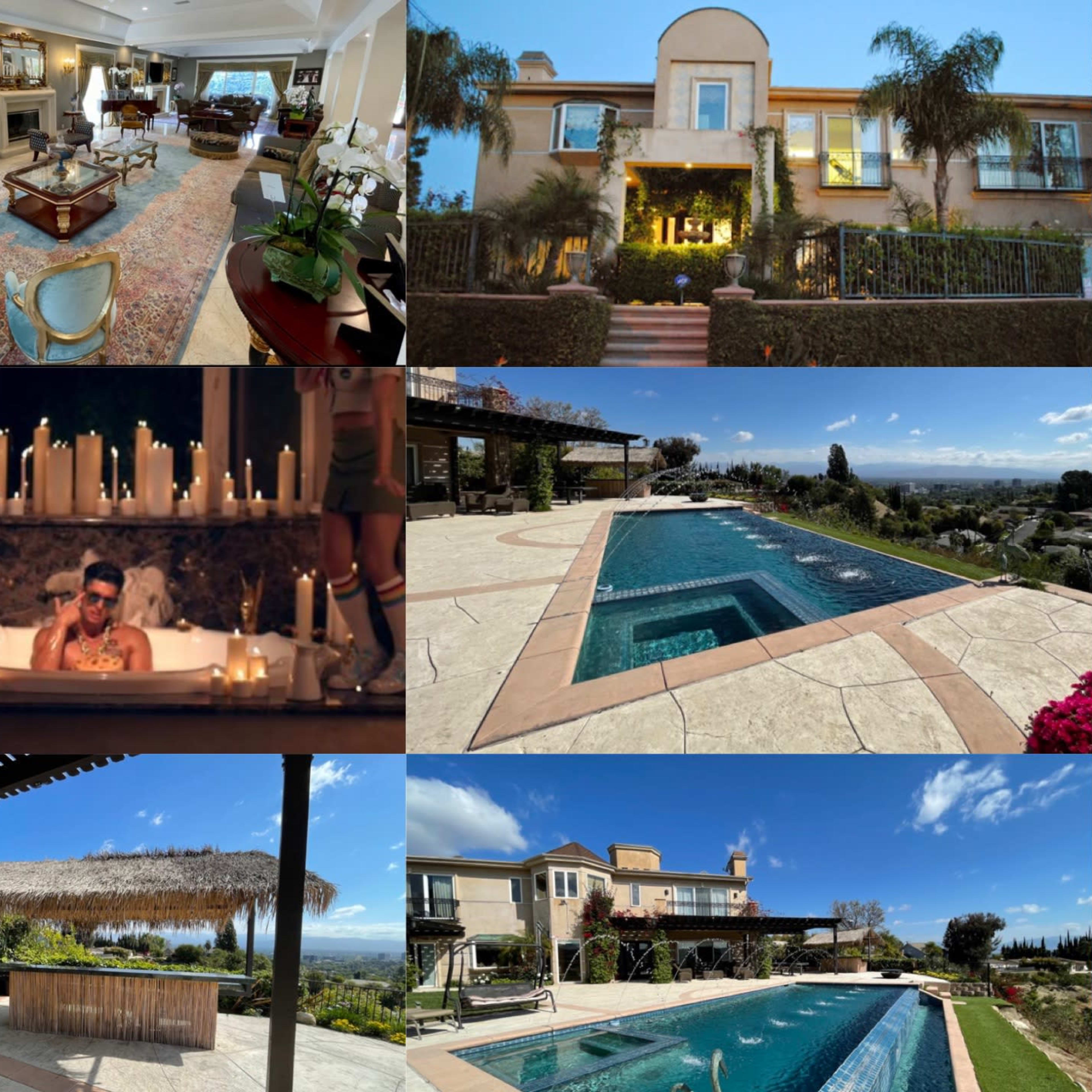 A collage of diverse luxurious settings, including opulent interiors, expansive outdoor pools, and elegant dining areas.