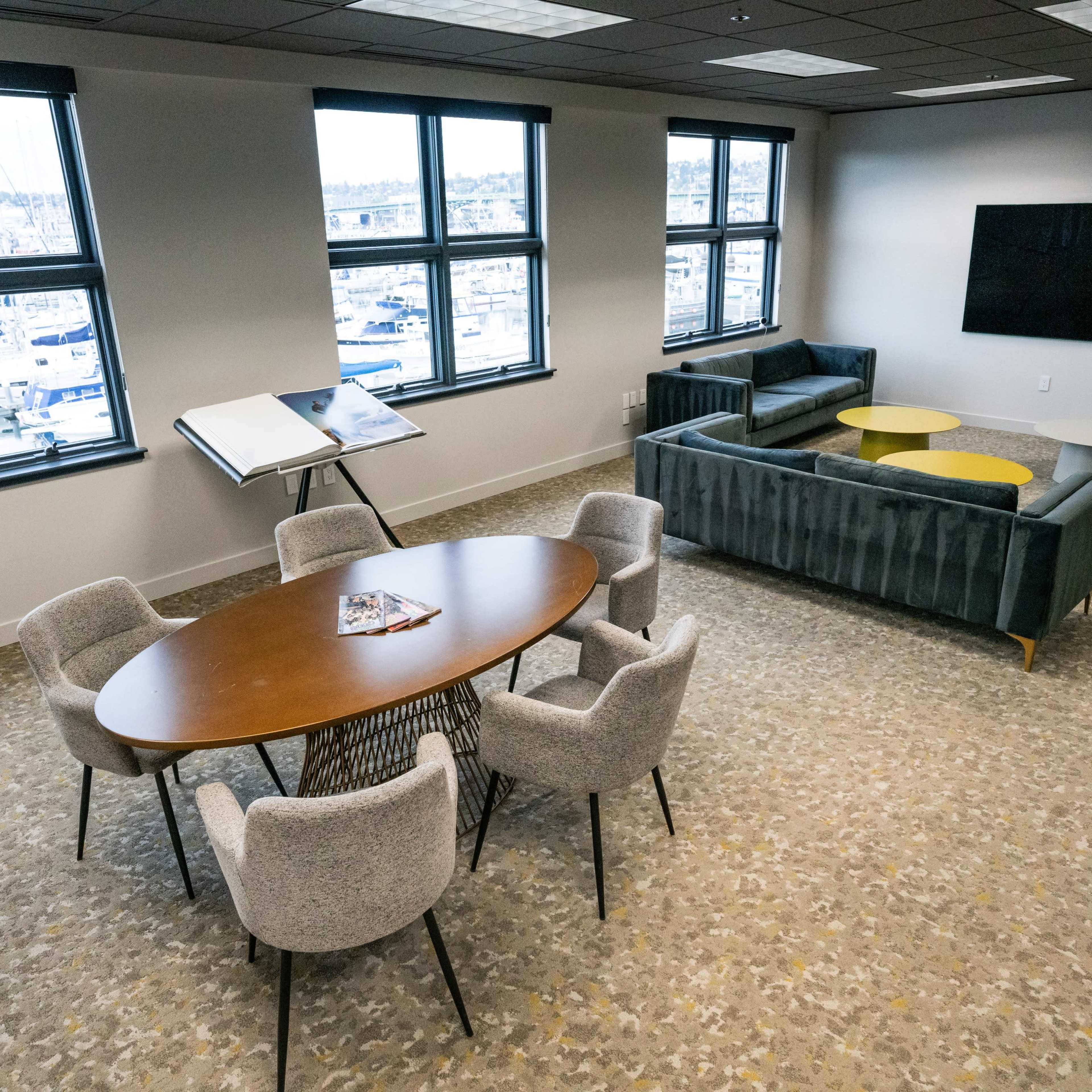 Versatile Common Space Equipped with Filming Capabilities and Stunning Waterfront Views at Fishermen's Terminal Image in Interbay, Seattle, WA