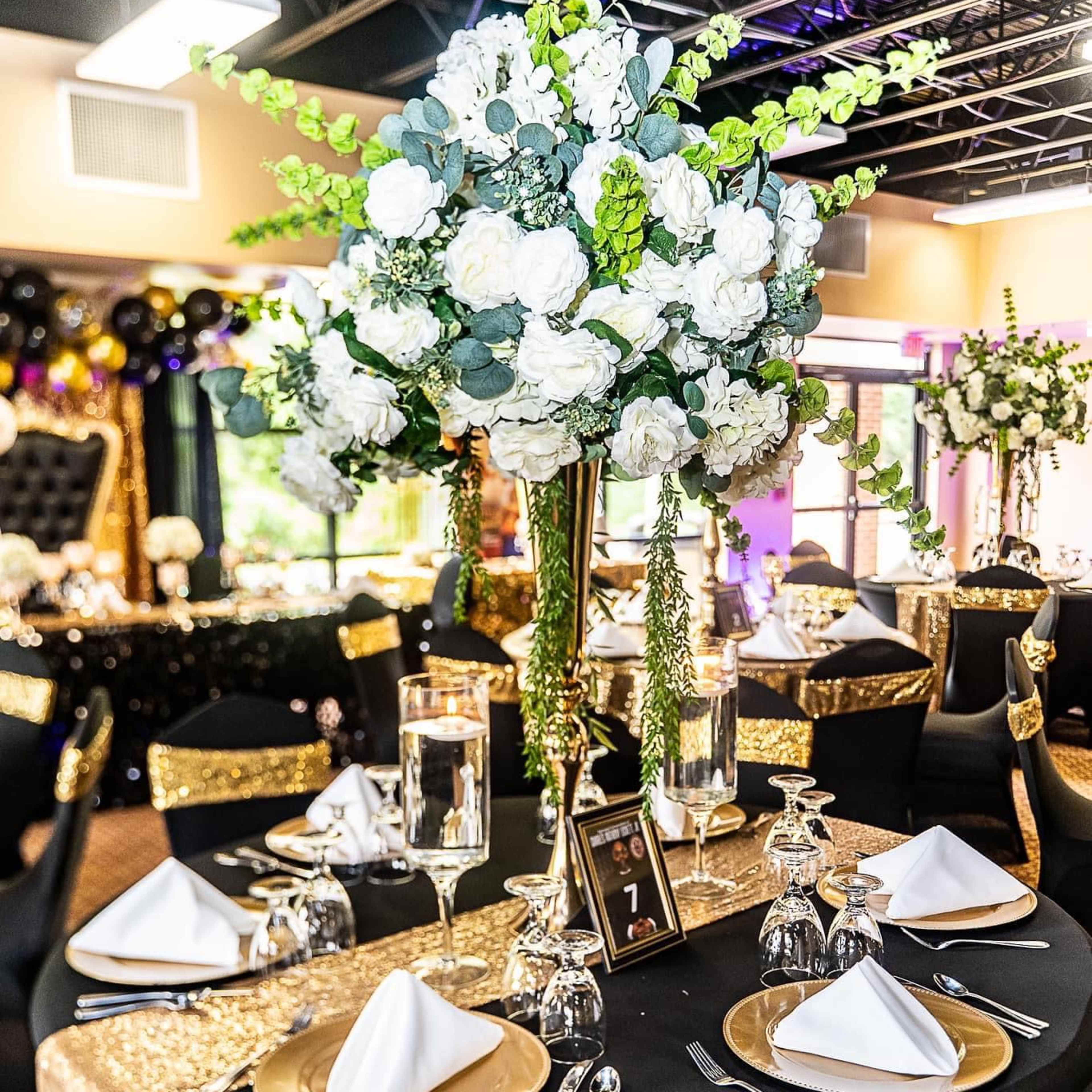 The banquet hall is ideal for dinner parties, corporate gatherings, receptions, reunions and baby showers. Image in High Point, High Point, NC