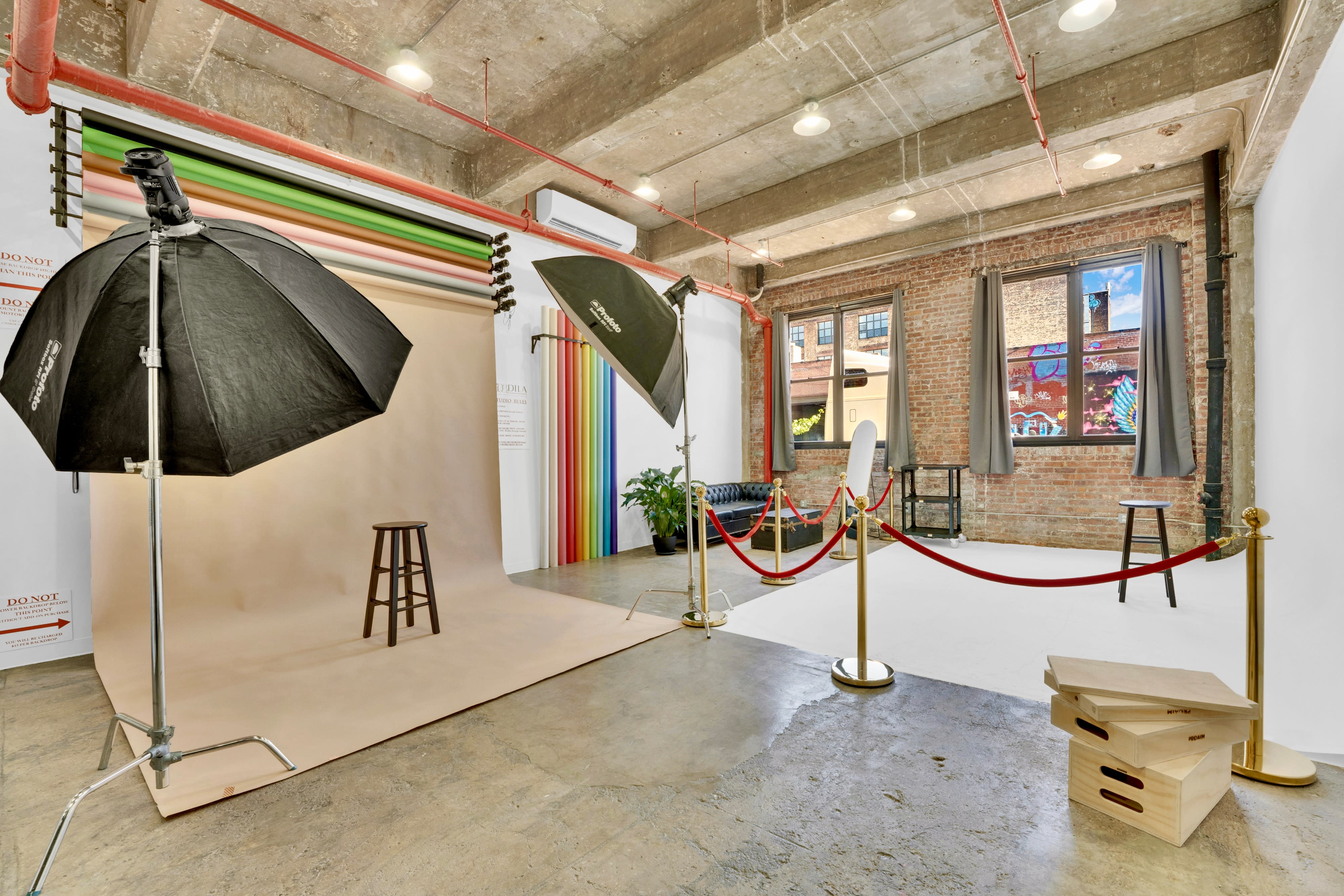 120: Affordable Natural Light Cyc Wall Studio w/ FREE Lighting & Equipment (AC & Heater Available!)