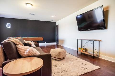 Airy Luxe Game Room With Poker Table, Pool Table and Bar, Baton Rouge ...