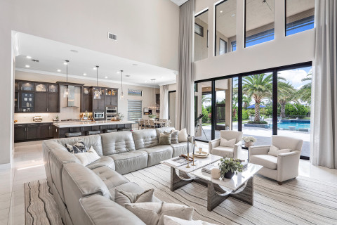 View of Gorgeous Pool, Hot Tub & Upscale Backyard Space. Play Mansion, Gourmet ...