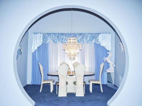 80's / 90’s Baby Blue Dining Room | Powder Room Studio, Los Angeles, CA ...