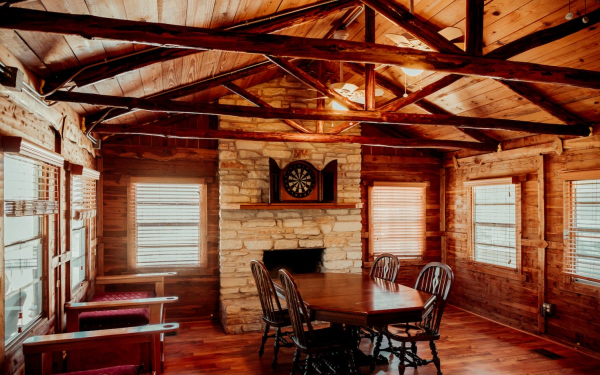 1970s Log Cabin on the Colorado River with Extensive Property, Bastrop