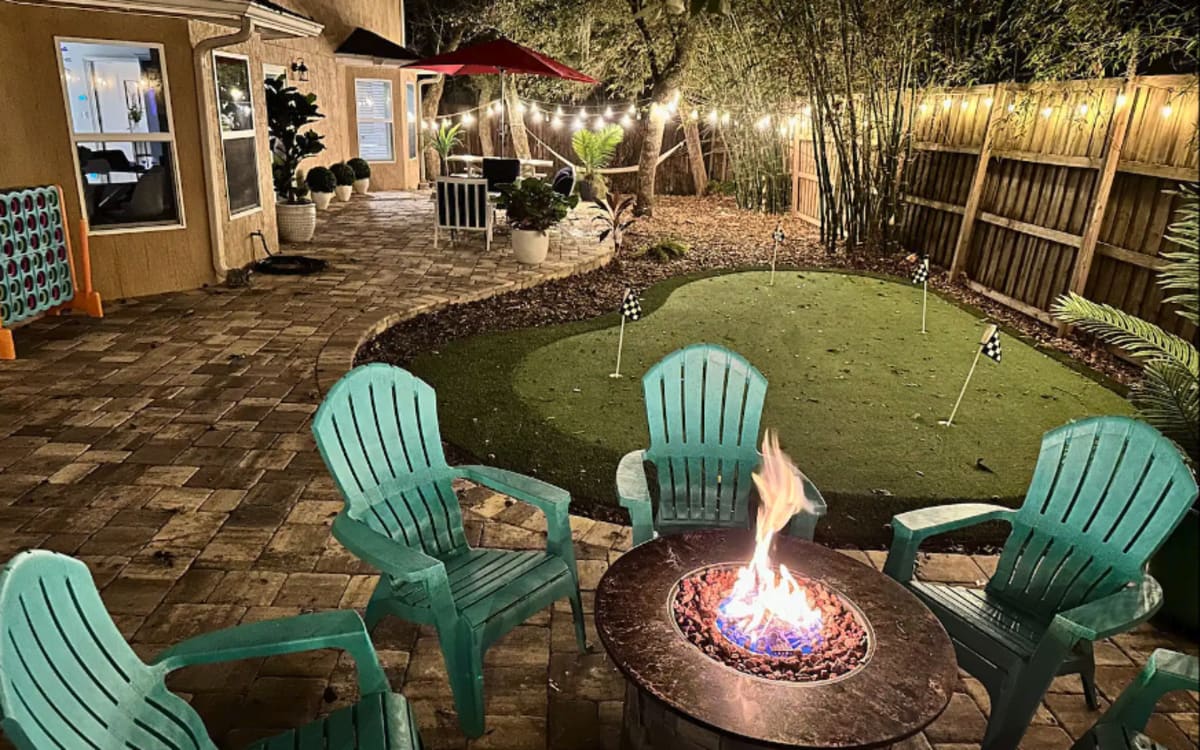 Luxury home with large, fenced backyard. 1200 sq ft patio w/ seating ...