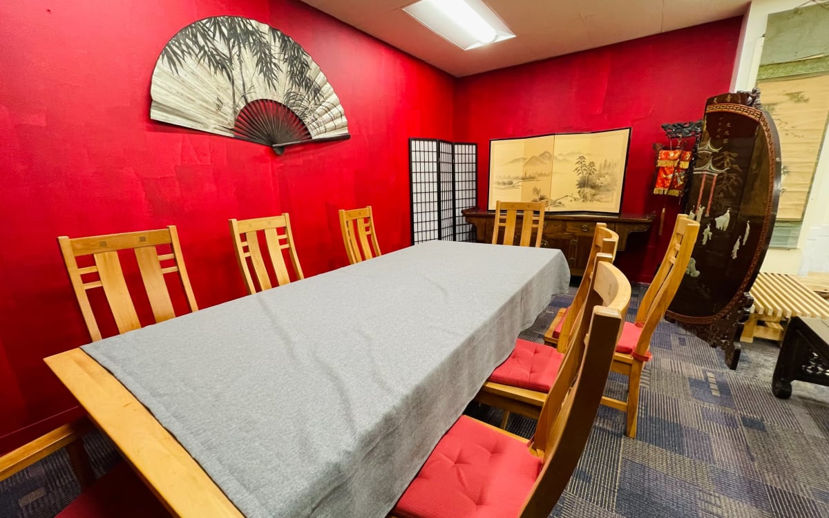 Chinesethemed room with indoor Zen garden, Seattle, WA Production