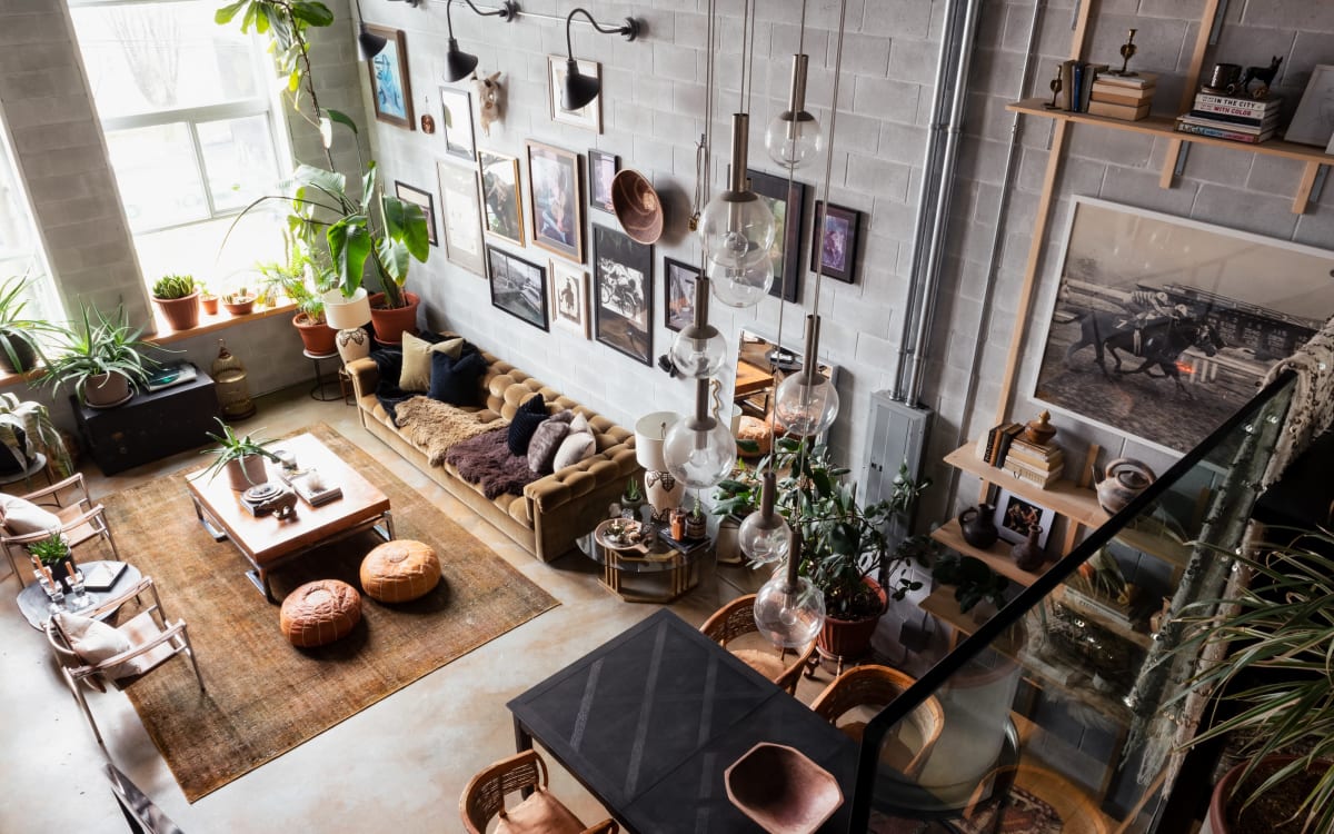 Eclectic Jungle Loft with open concept and large South facing windows