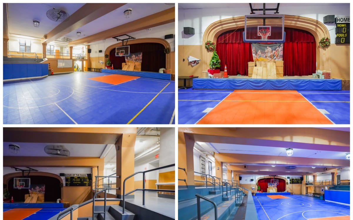 Blue Basketball Court with Arena, Stage, Yonkers, NY Production