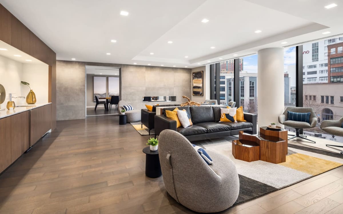 Cozy Modern Lounge Space with Billiards Table, TV's, Ice, Water and